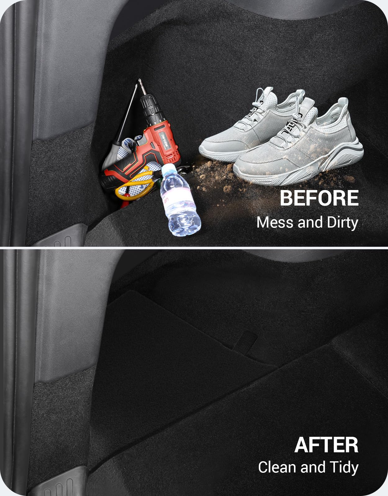 2021-2025 Tesla Model Y 7-Seat Trunk Storage Bins - Carpeted Lid - Image 8