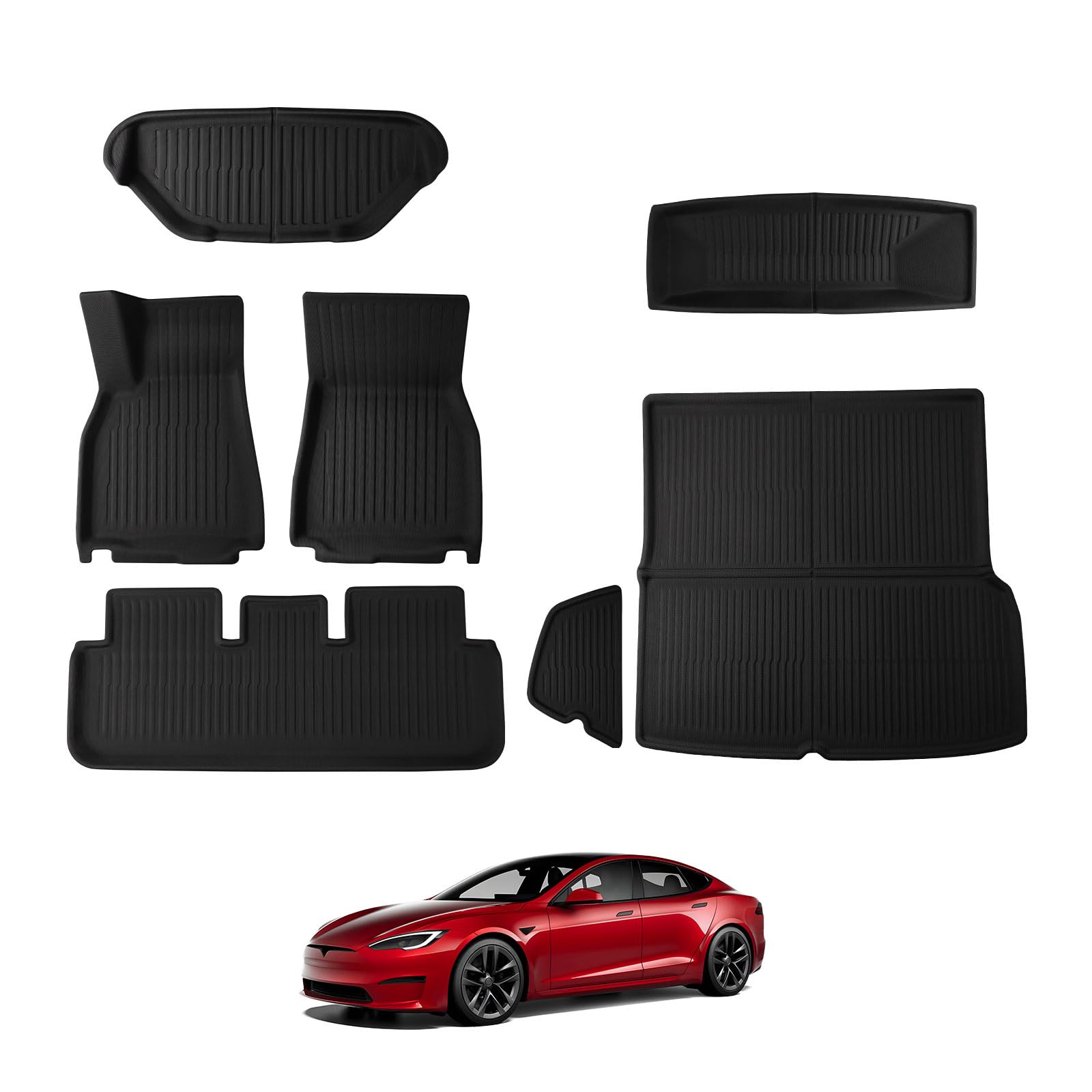 2021-2026 Tesla Model S Floor Mats 7PCS - 3D All-Weather Custom Fit