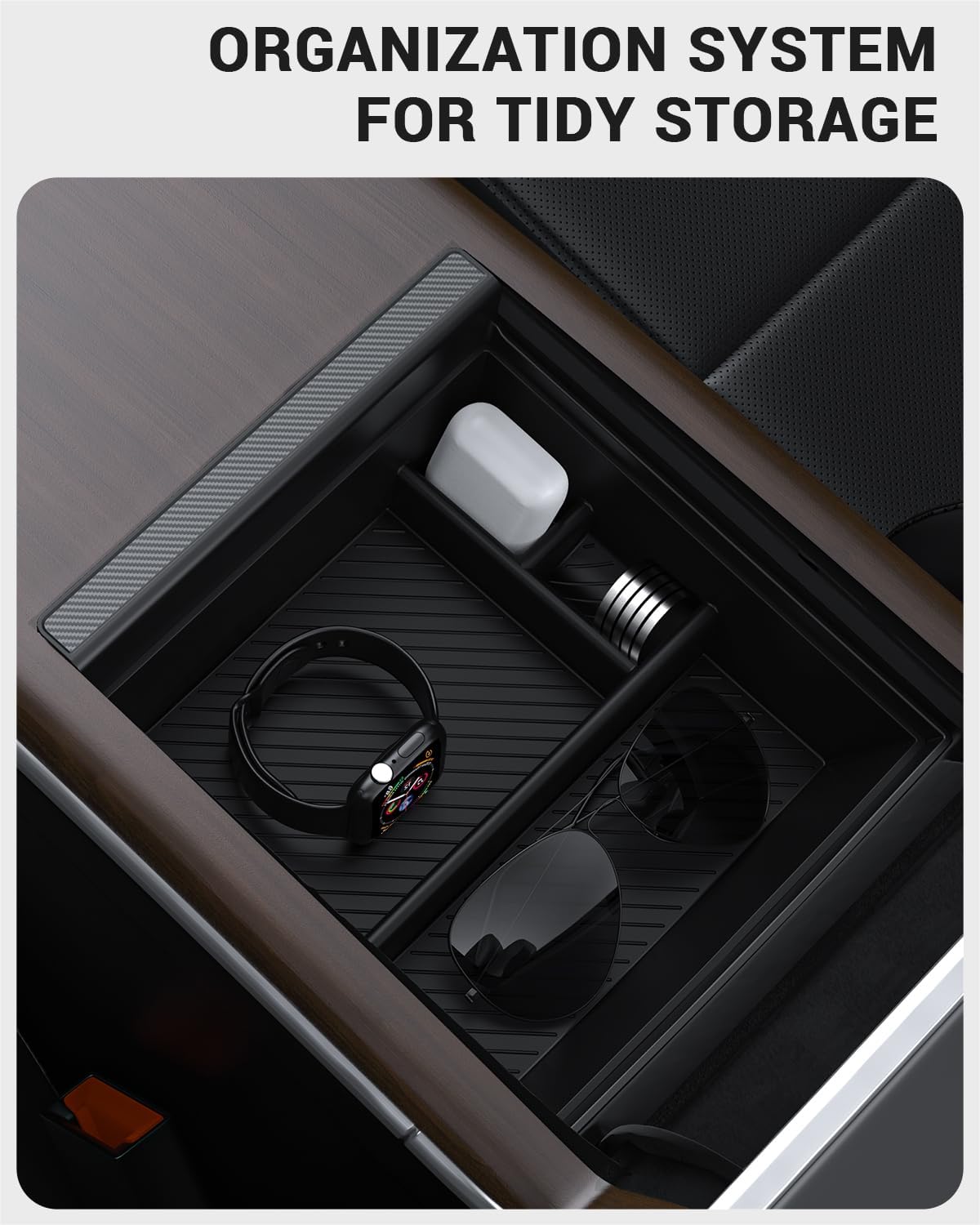 2022-2026 Tesla Model S/X Console Organizer - Carbon Edition - Image 8