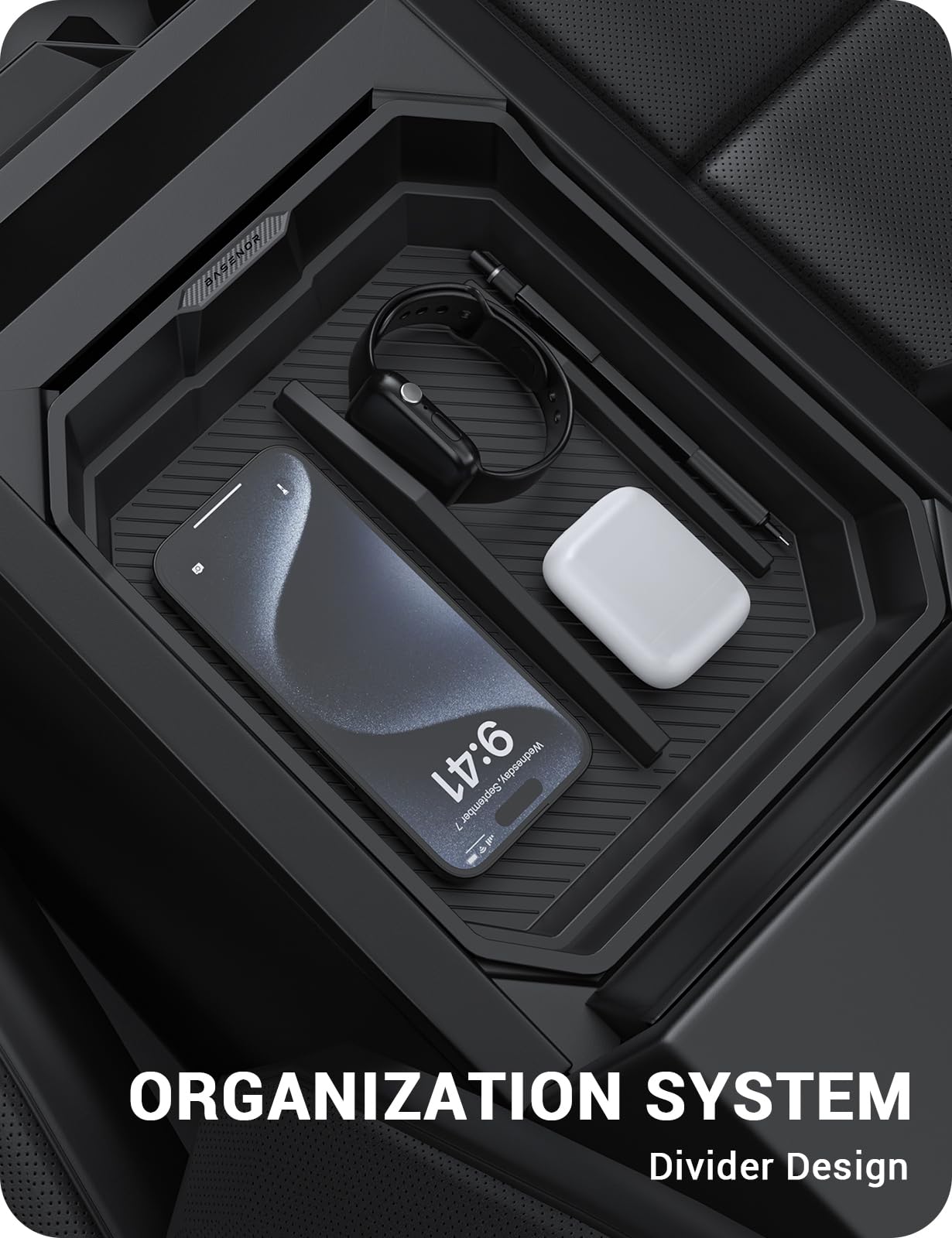 2024-2025 Tesla Cybertruck Console Organizer - Carbon Edition - Image 3