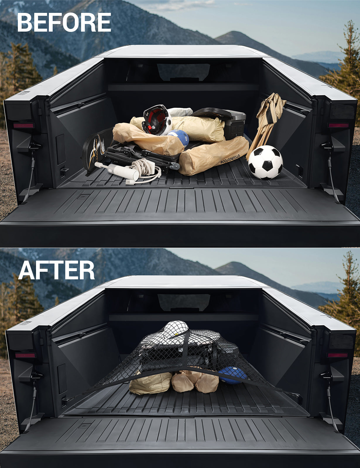 2024-2025 Tesla Cybertruck Trunk Cargo Net - Single Layer Stretchable - Image 2