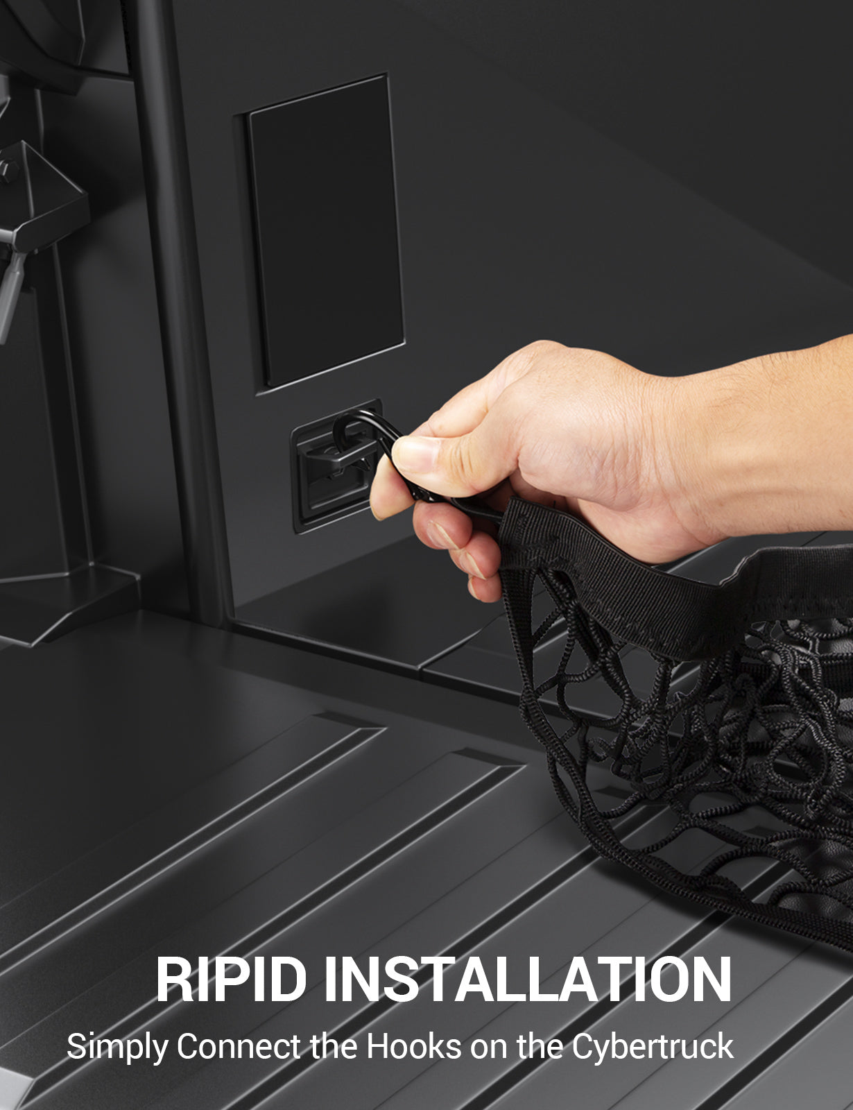 2024-2025 Tesla Cybertruck Trunk Cargo Net - Single Layer Stretchable - Image 8