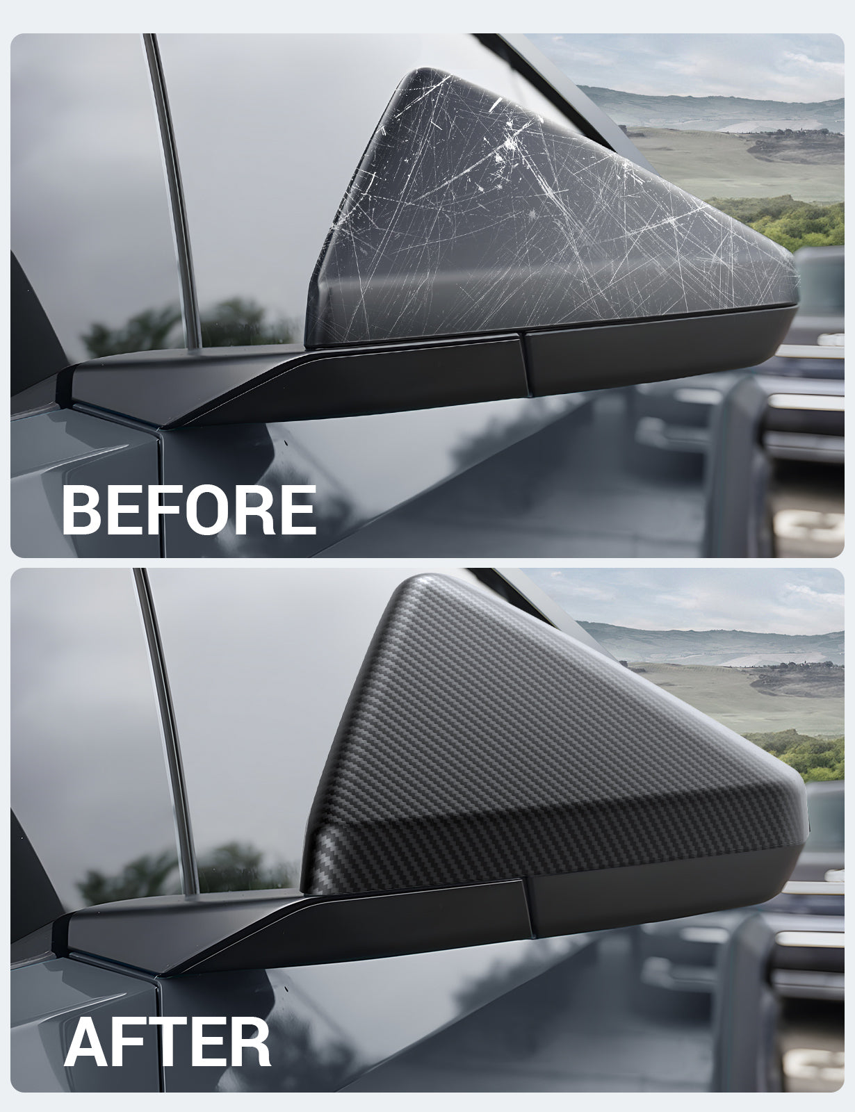 2024-2026 Tesla Cybertruck Mirror Cover Caps - Real Carbon Fiber - Image 3