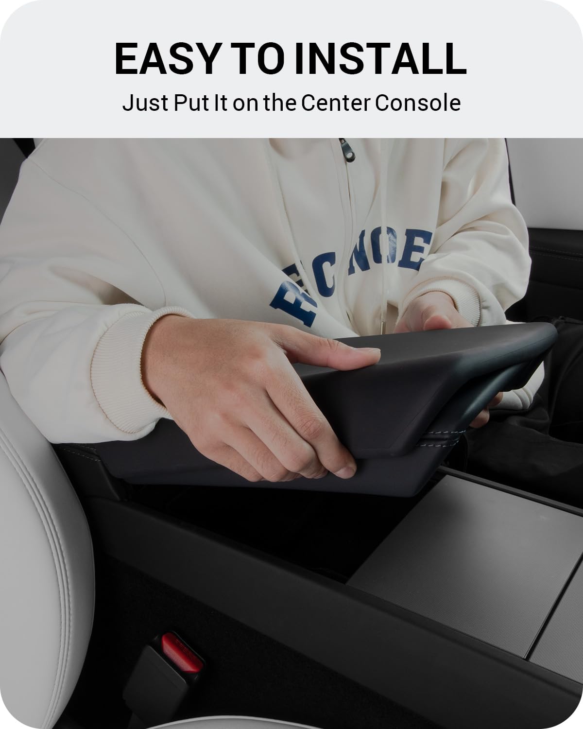 2024-2026 Tesla Model 3 Highland & Model Y Juniper Console Cover - TPU Non-Slip Black - Image 3