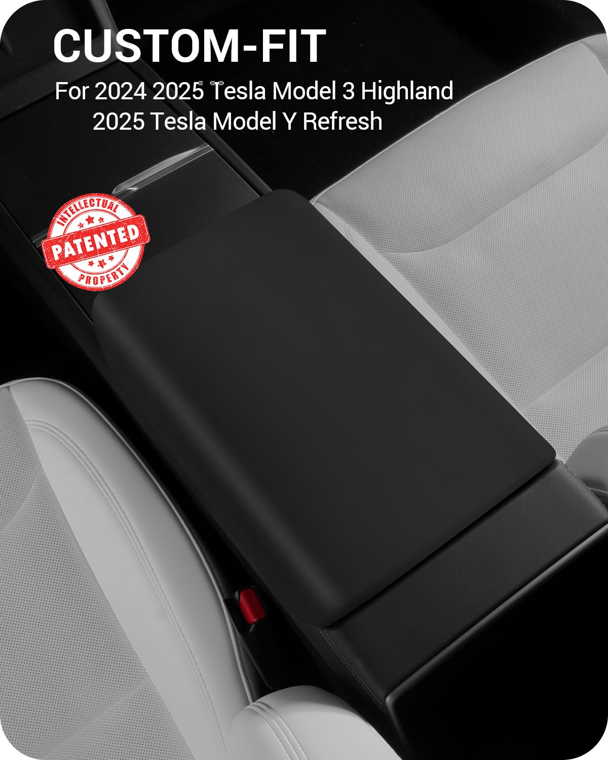 2024-2026 Tesla Model 3 Highland & Model Y Juniper Console Cover - TPU Non-Slip Black - Image 9