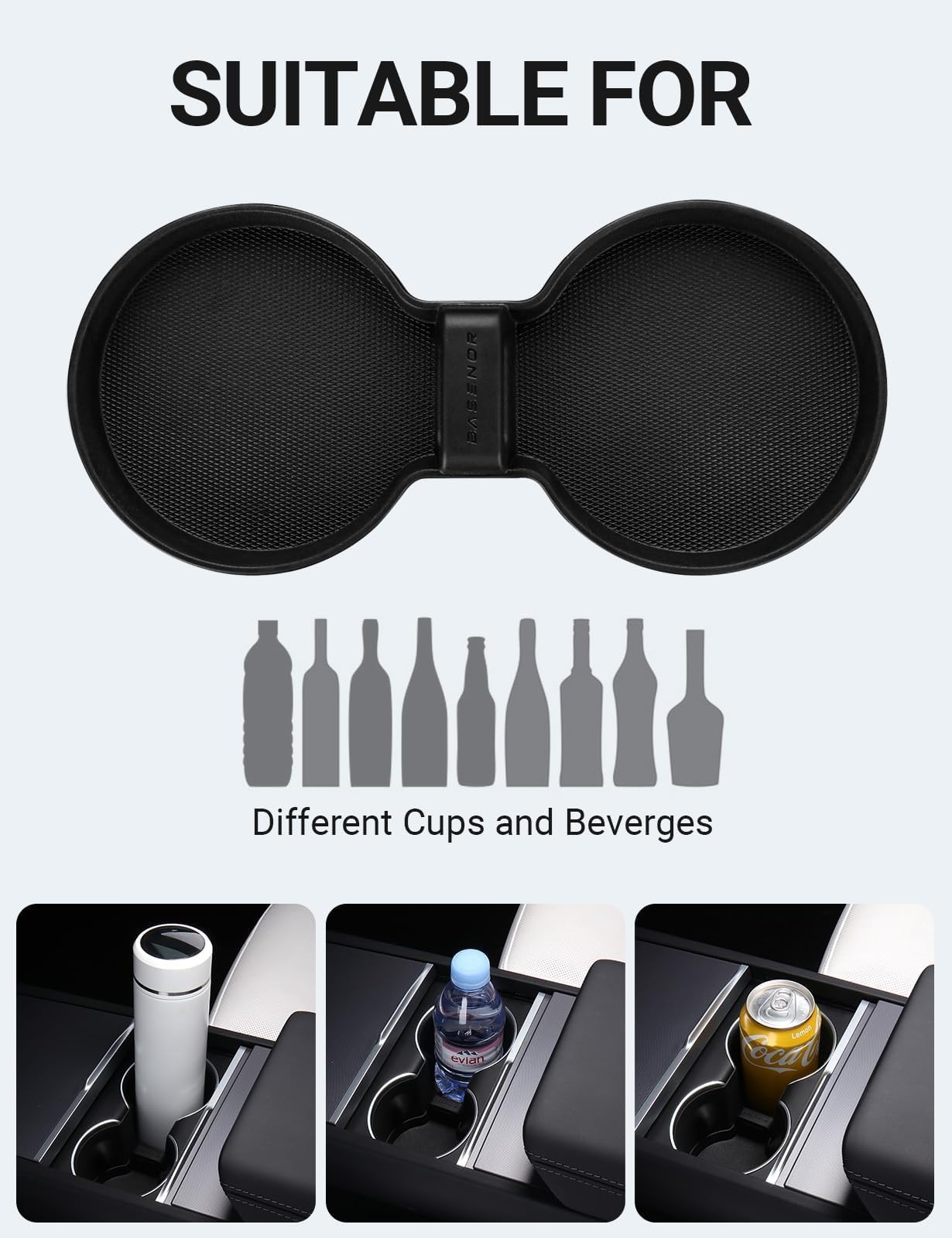 2024-2026 Tesla Model 3 Highland & Model Y Juniper Cup Holder Insert - TPE Non-Slip - Image 6