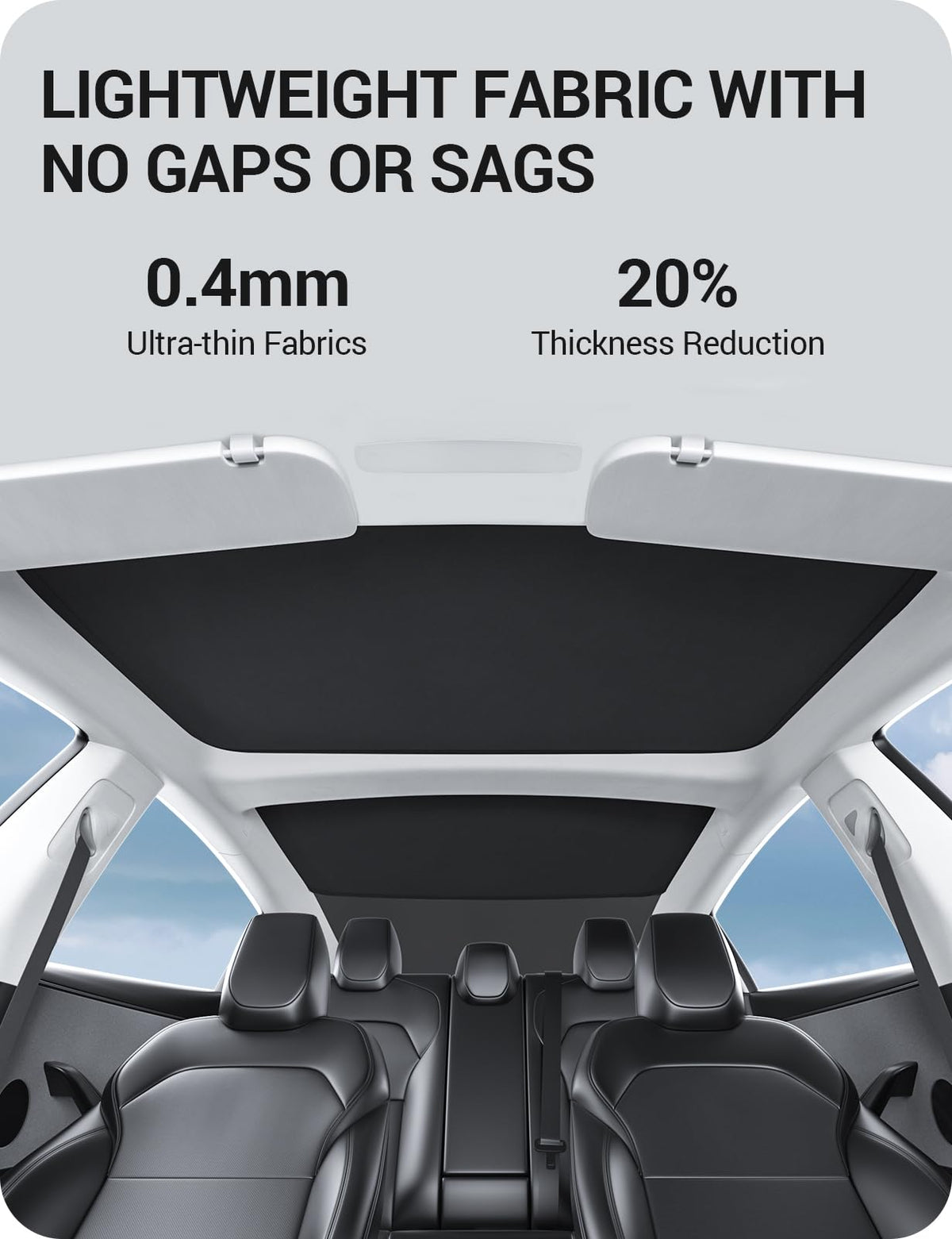 BASENOR Tesla Model 3 2023 2022 2021 zonnescherm voor en achter glazen dak zonwering met reflecterende bovenlichtafdekkingen, set van 4, grijs