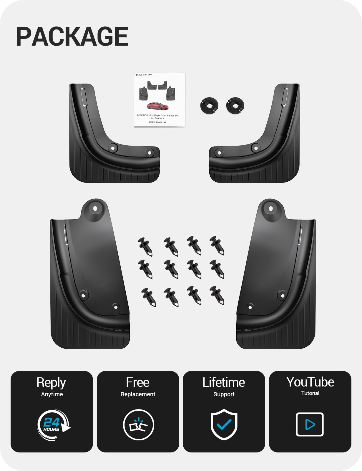 2025-2026 Tesla Model Y Juniper Mud Flaps - TPE Paint Protection 4PCS - Image 2