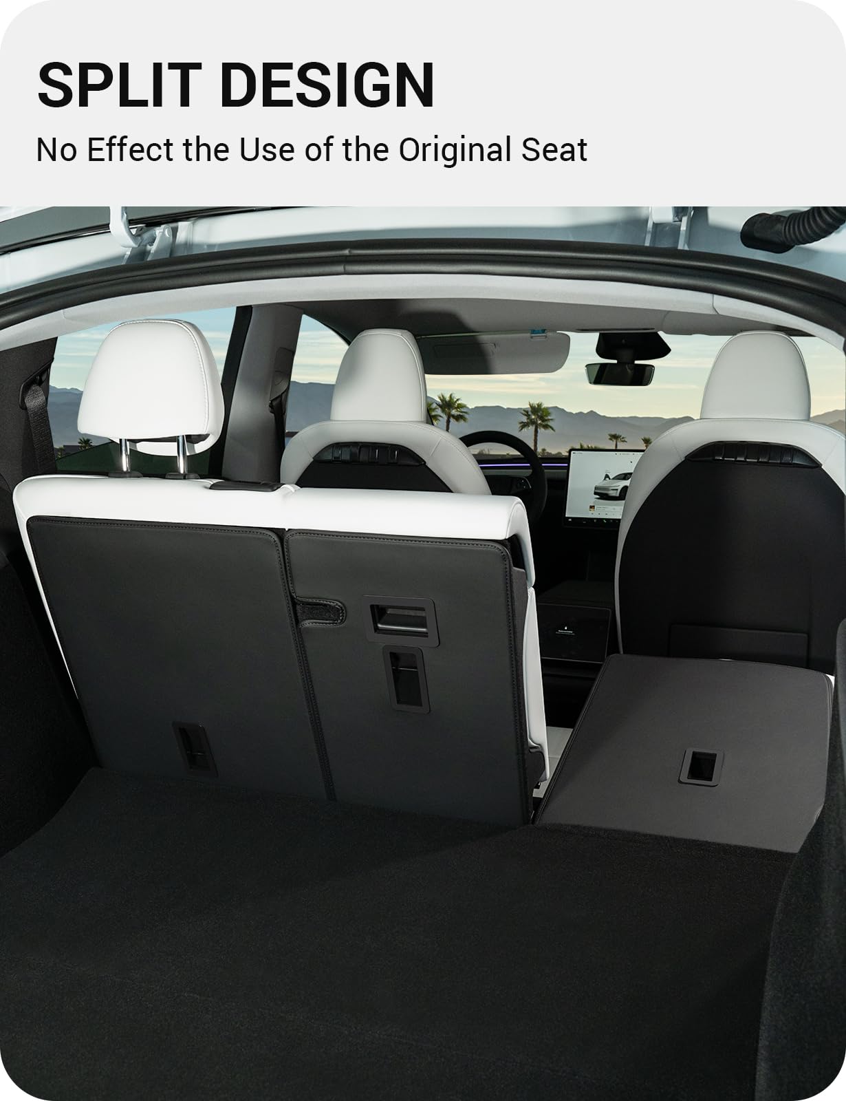 2025-2026 Tesla Model Y Juniper Rear Seat Back Cover - Leather Pet Friendly 3PCS - Image 5