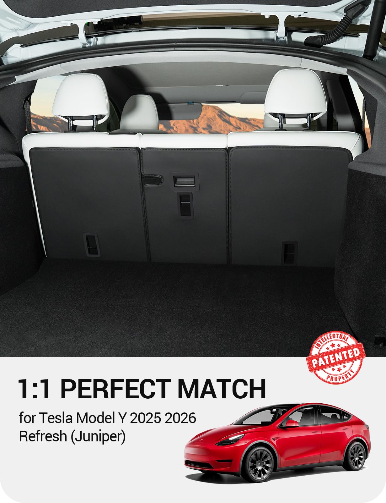 2025-2026 Tesla Model Y Juniper Rear Seat Back Cover - Leather Pet Friendly 3PCS - Image 9