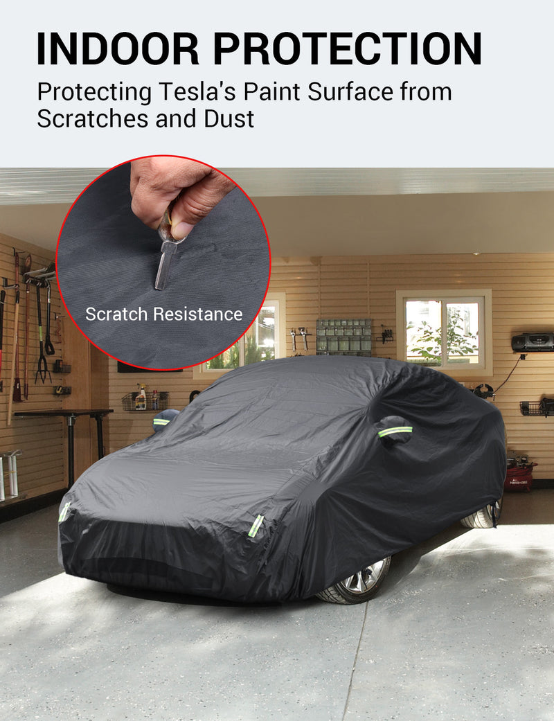 BASENOR Tesla Model S Car Cover All-Weather UV Protection Full Exterior Accessories with Charge Port Opening & Ventilated Mesh for Model S 2012-2023