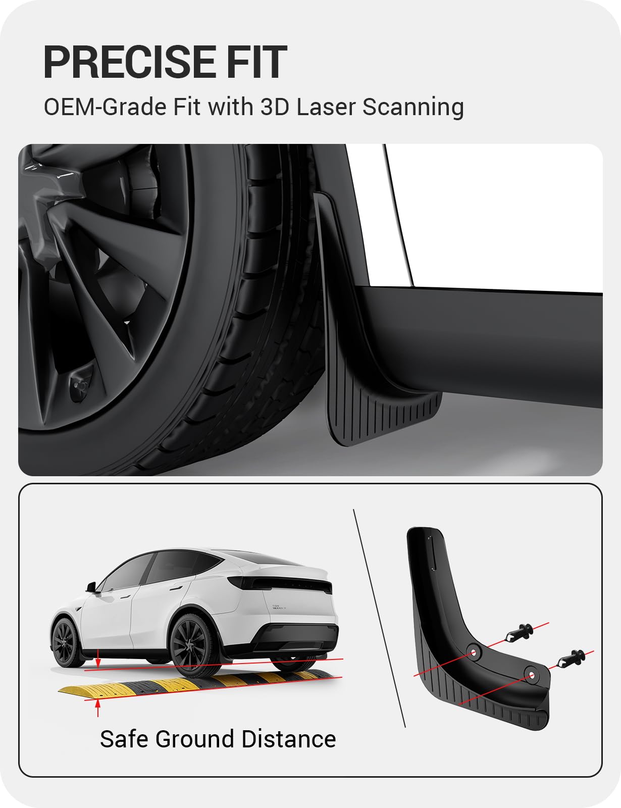 BASENOR 2026 Tesla Model Y Mud Flaps Splash Guards Fenders [No Drilling No Tape] [Paint Protection] All Weather Tire Protector TPE Mudflaps for Model Y Juniper 2025 2026(Standard/Premium/Performance)
