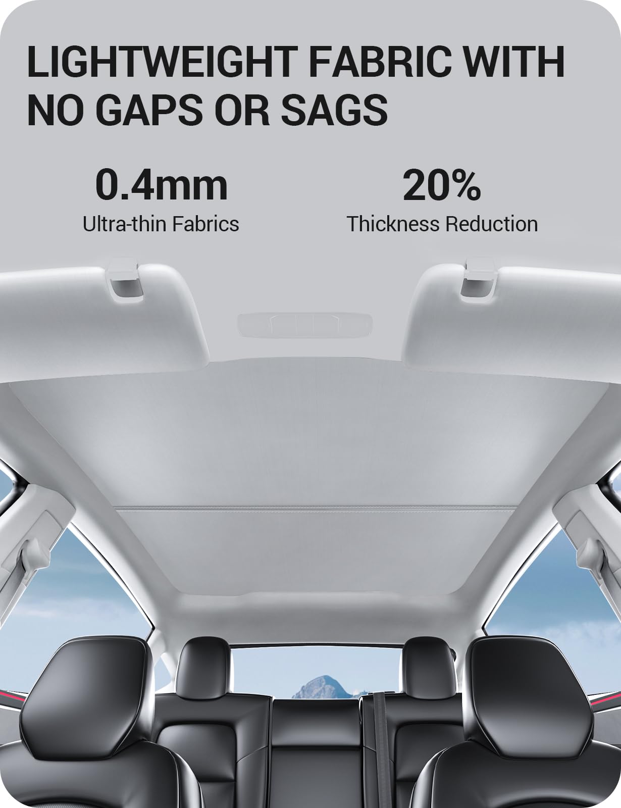 BASENOR 2025 2026 Tesla Model Y Juniper Accessories Sunshade Roof [No Gap] [Nano Ice-Crystal] Heat Insulation Foldable Glass Sunroof Cover, UV Protection Sun Shade for Model Y Juniper Launch Gray