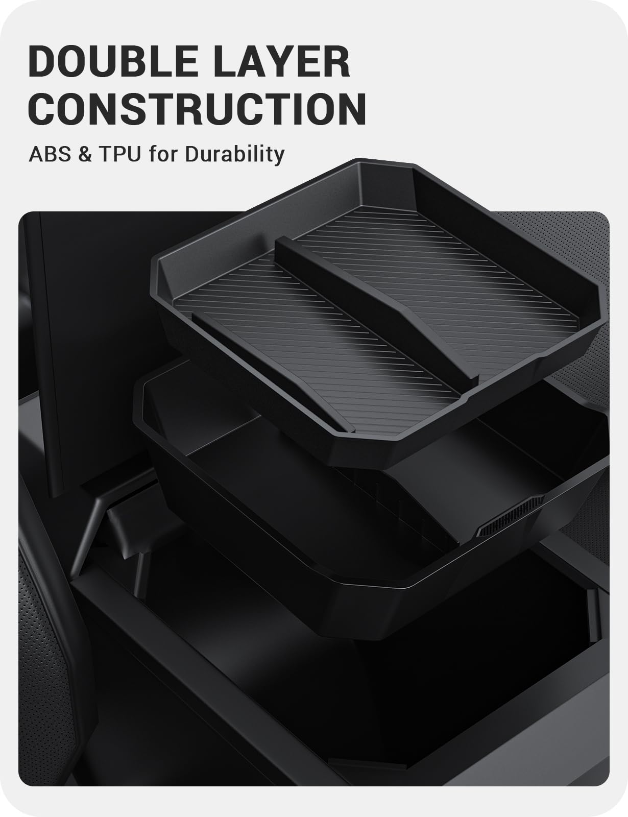 BASENOR 2024 2025 Tesla Cybertruck Center Console Organizer Tray(Carbon Edition) Armrest Storage Box for Cybertruck Accessories
