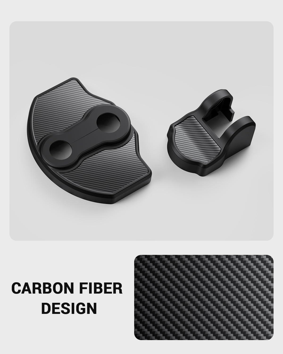 BASENOR 2026 2025 Tesla Model Y Juniper Model 3 Door Lock Cover Protector [Carbon Edition] [No Tape Requried], Door Striker Latches Stopper Covers for 2017-2026 Model Y (8PCS)/Model 3 (6PCS)