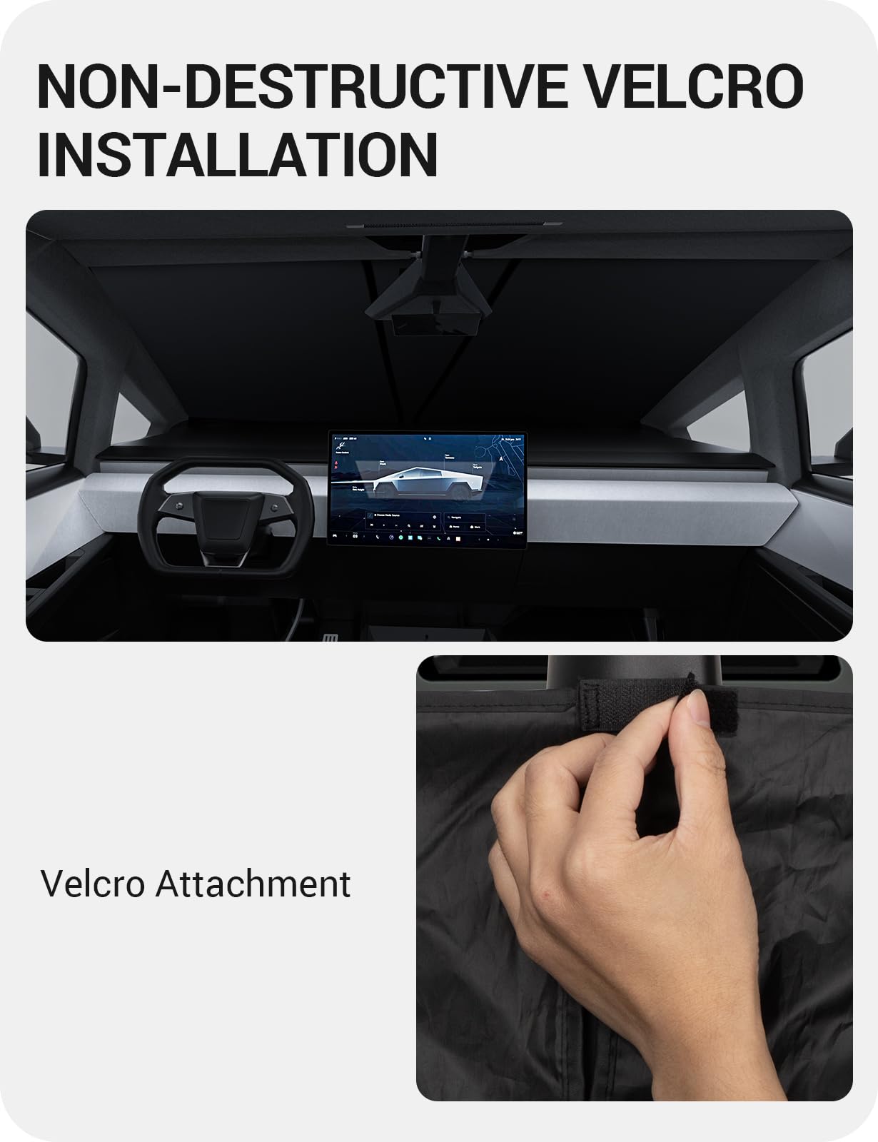 BASENOR Upgrade 2024 2025 Tesla Cybertruck Windshield Sunshade [Nano Ice Crystal Cooling] Folding Front Window Sun Shade Block UV Full Cover [No Gaps] Heat Protection Visor for Cybertruck Accessories