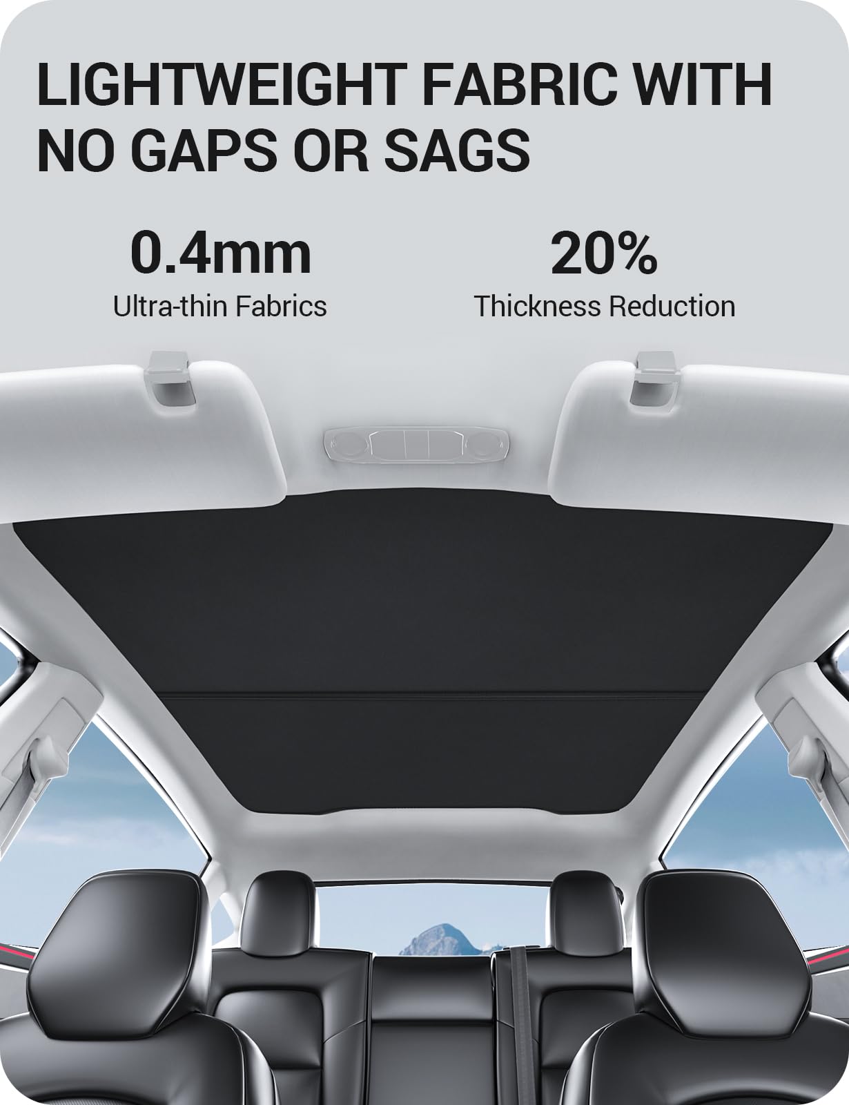 BASENOR 2025 Tesla Model Y Juniper Sunshade Roof [No Gap] [Nano Ice-Crystal Coating] Sunroof Shade, Heat Insulation Foldable Glass Roof UV Blocking Cover for New Model Y Refresh Accessories Black
