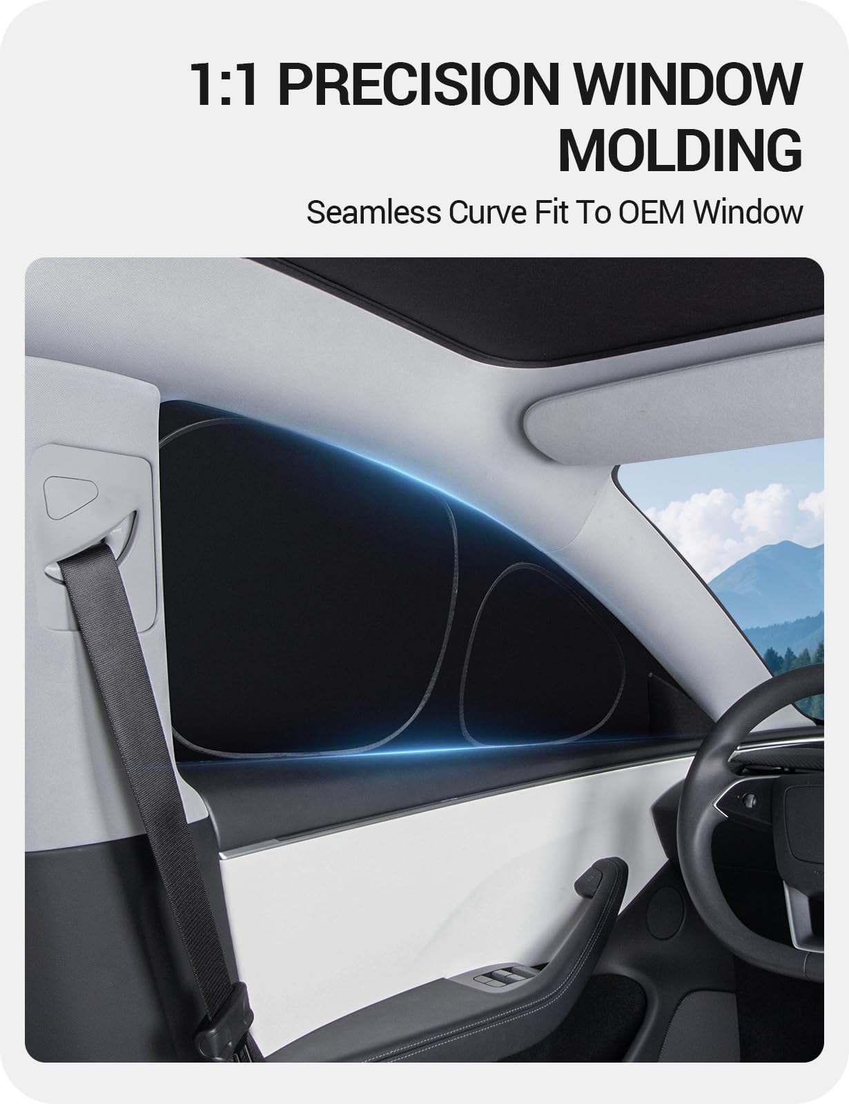 BASENOR 2017-2026 Tesla Model 3 Side Window Sunshade for Kids & Camping & Privacy Rest