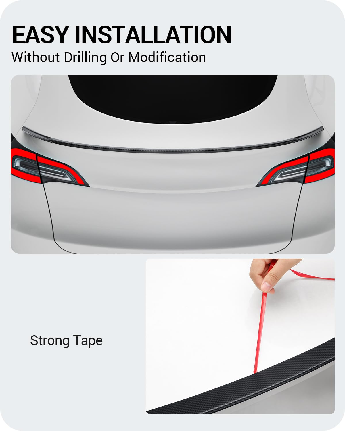 BASENOR Upgrade Tesla Model Y Pro Spoiler ABS Material Rear Spoiler Wing OEM (Matte Carbon Fiber) Rear Trunk Lip Model Y Pro Accessories Custom Fit 2020-2024