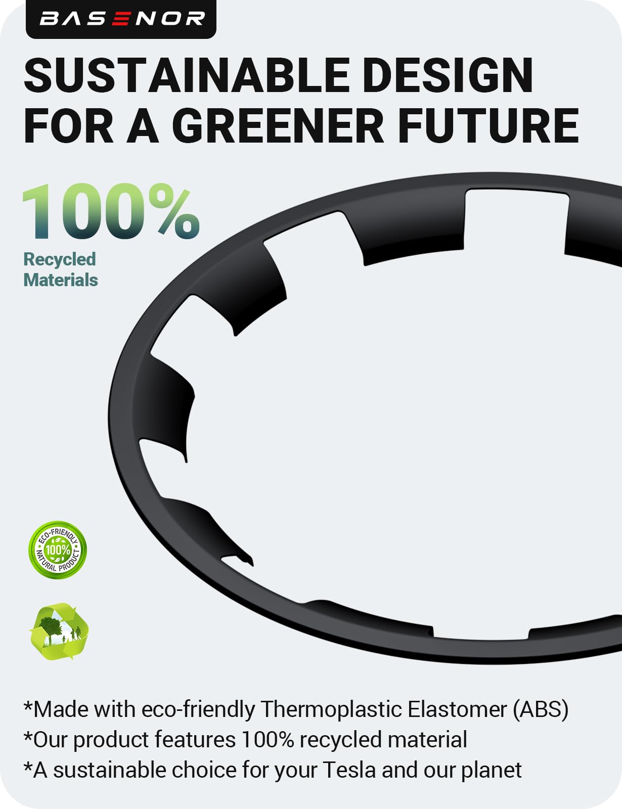 BASENOR 2026 2025 Tesla Model Y Juniper 20 Inch Wheel Rim Protector, Rim Guard Hubcap Curb Rash Cover, Car Protection Tire Trim Rings for Model Y Exterior Accessories Matte Black