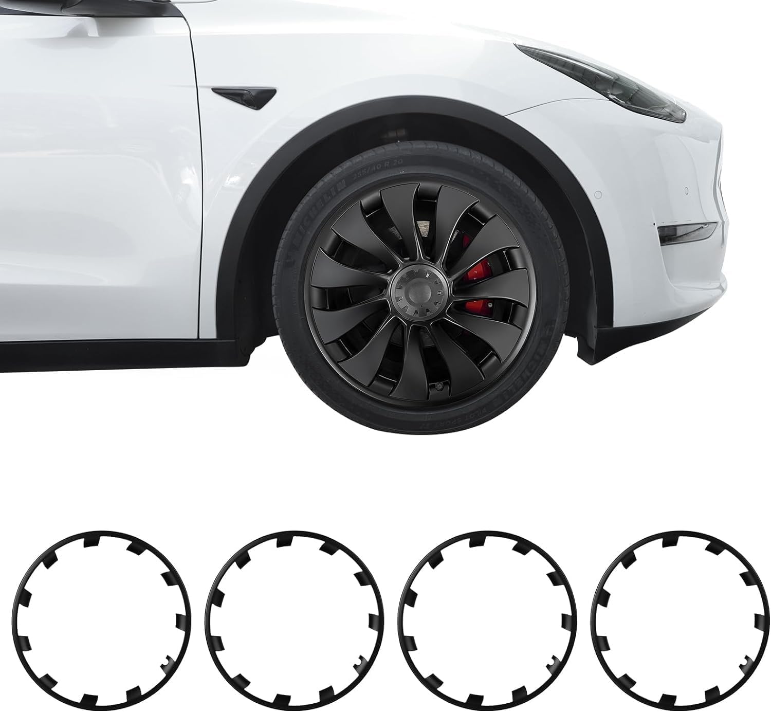 BASENOR Tesla Model Y 21 Inch Wheel Rim Protector ABS Rim Guard Hubcap Curb Rash Cover Car Protection Tire Trim Rings for Model Y Exterior Accessories