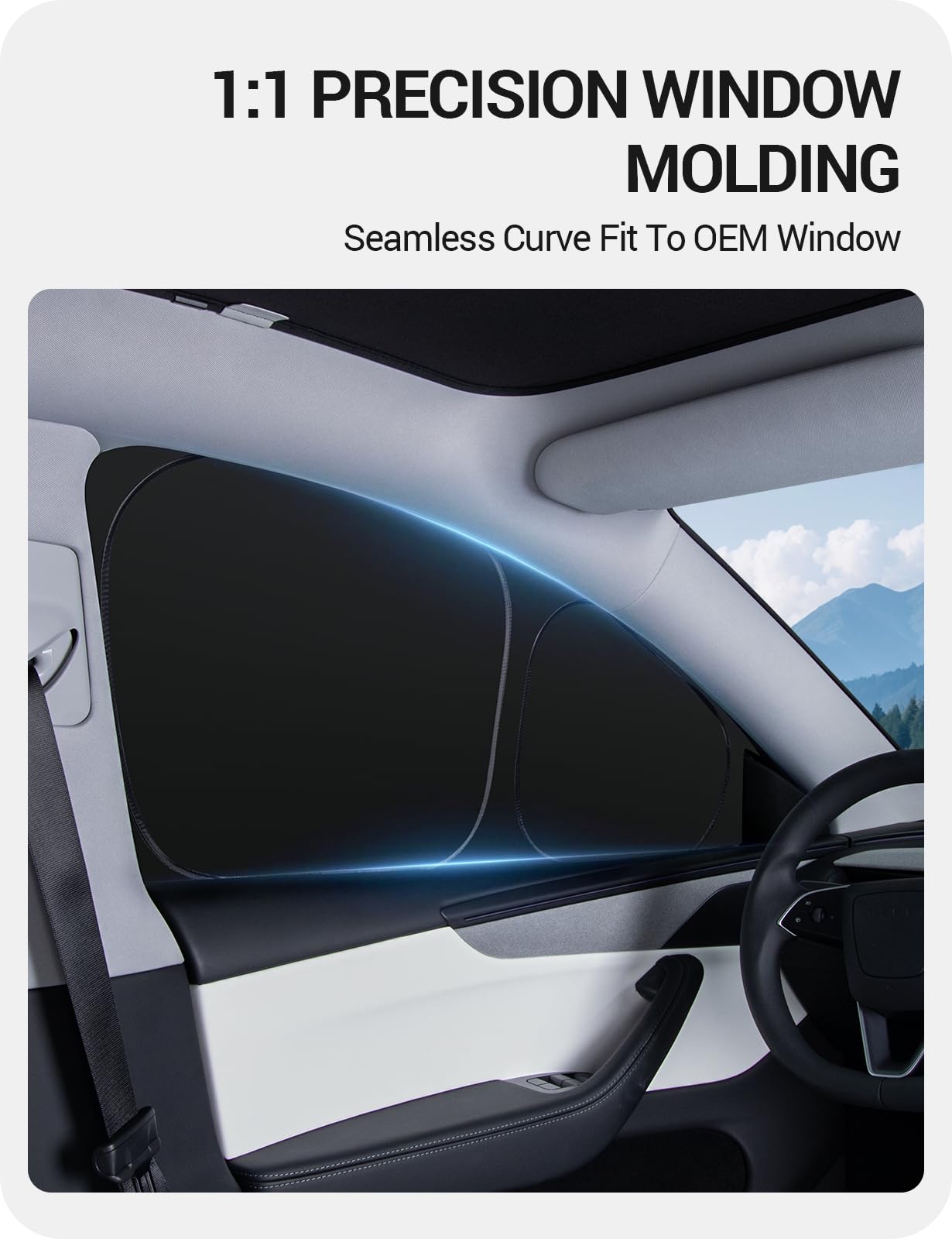 BASENOR 2020-2026 Tesla Model Y Sunshade Side Windows for Kids & Camping & Privacy Rest