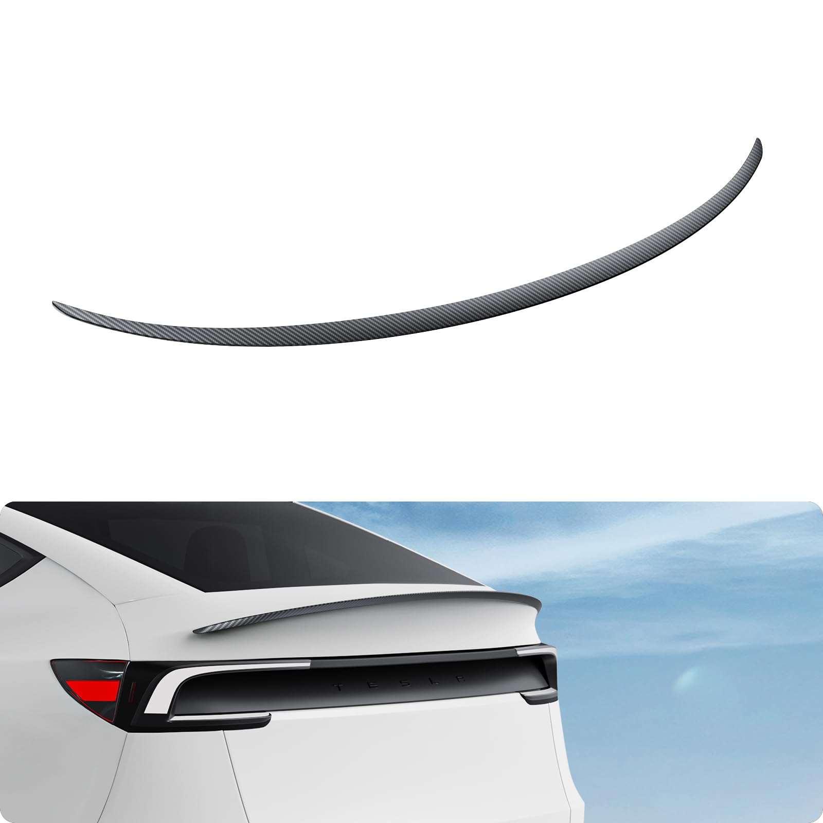 BASENOR 2025 2026 Tesla Model Y Rear Spoiler Wing ABS OEM Rear Trunk Lip Sporty Appearance Model Y Juniper Exterior Accessories Matte Carbon Fiber