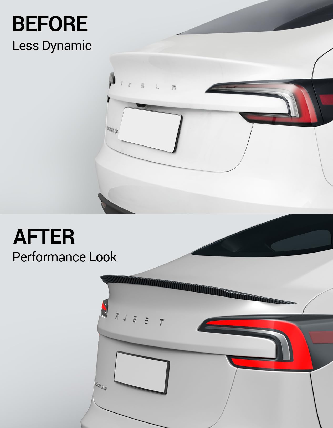 BASENOR 2024 2025 Tesla Model 3 Performance Spoiler ABS Material Rear Spoiler Wing OEM (Matte Carbon Fiber) Rear Trunk Lip Model 3 Performance Accessories