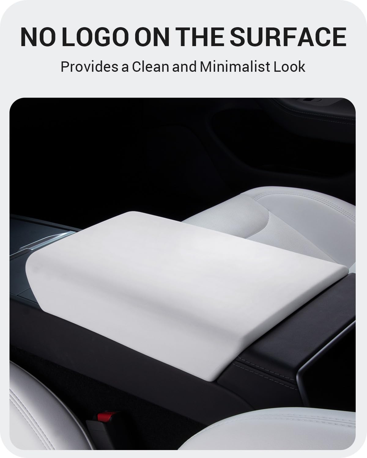BASENOR Upgraded Center Console Cover for 2024 2025 Tesla Model 3 Refresh Highland New Tesla Model Y 2025 Refresh (Juniper) Non-Slip TPU Armrest Cover [No Logo] Arm Rest Protector Accessories White