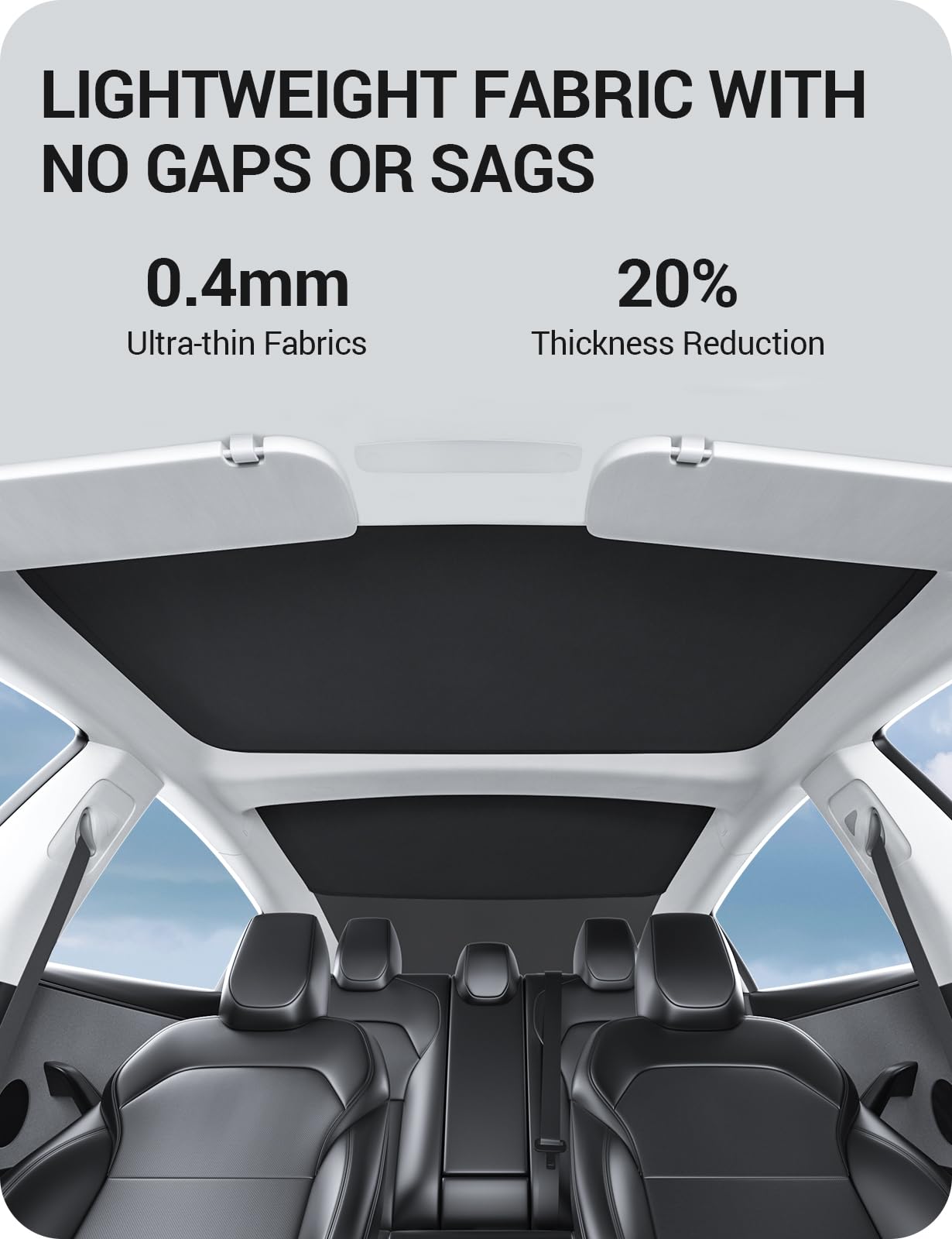 BASENOR 2025 2024 Tesla Model 3 Sunshade Roof, [Nano Ice-Crystal Coatings] Heat Insulation Glass Roof Shade, Top Window Retractable Sun Protection, Sunroof Blocking Cover for Model 3 Highland Black