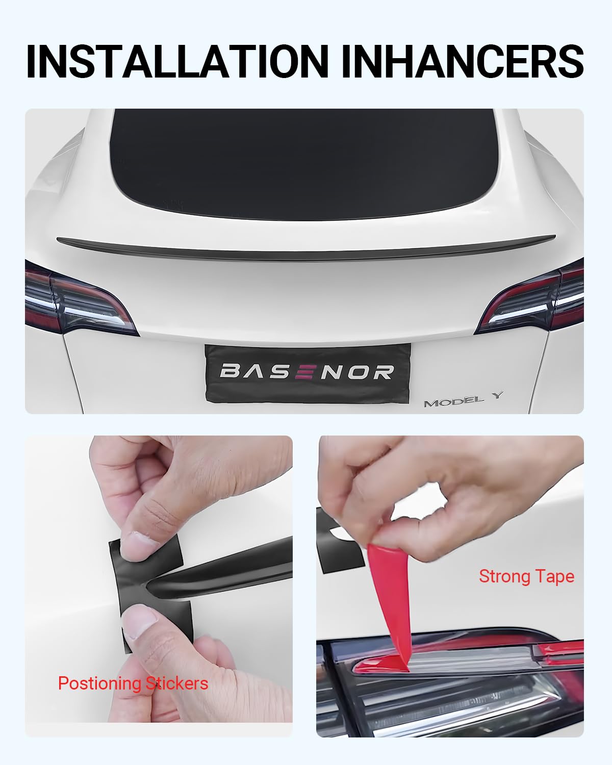 BASENOR Spoiler for 2020-2024 Tesla Model Y Rear Spoiler Wing ABS Material OEM Rear Trunk Lip Model Y Accessories Matte Black Custom Fit 2020-2024