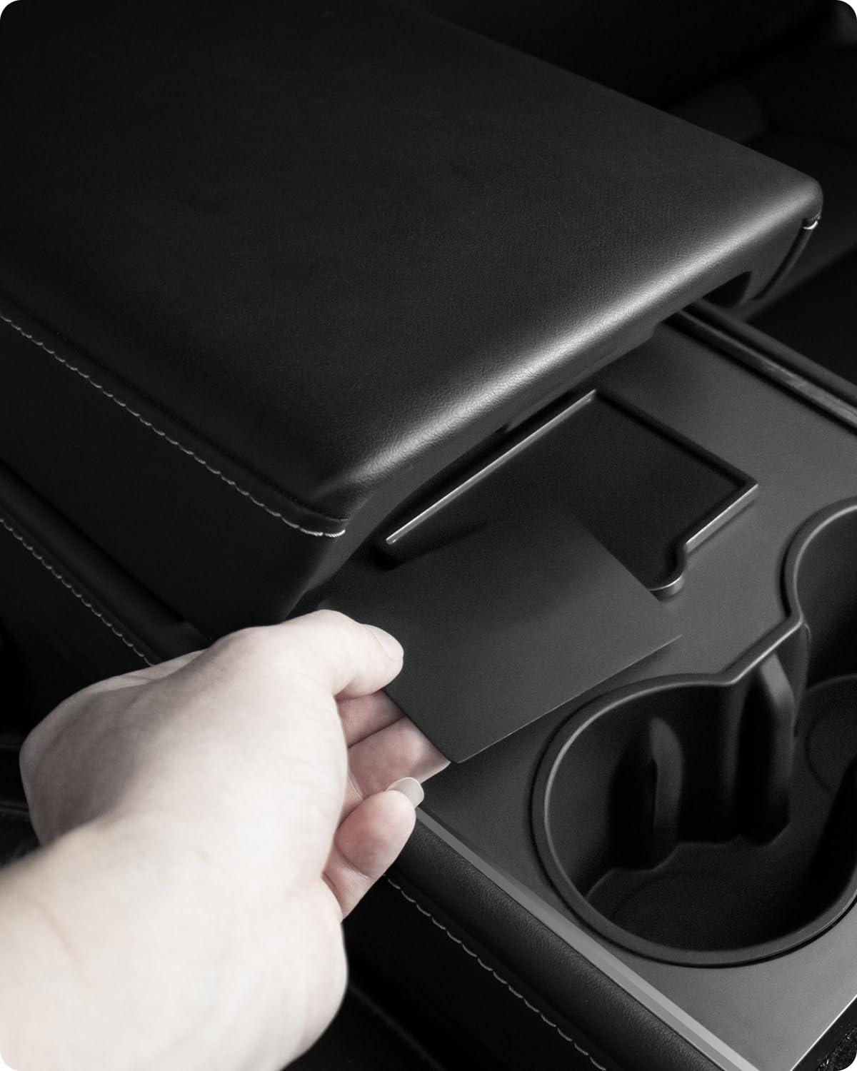 BASENOR Key Card Holder for 2017-2024 Tesla Model Y Model 3 Center Console Card Holder Key Protector Cover Custom Fit Model Y Model 3 Accessories