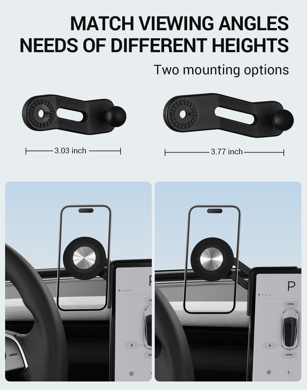 BASENOR Phone Mount for 2025 2026 Tesla Model Y Juniper Tesla Model 3 Highland [Strongest Magnet Power] Magnetic Holder 360° Adjustable Stand Accessories (Standard/Premium/Performance)