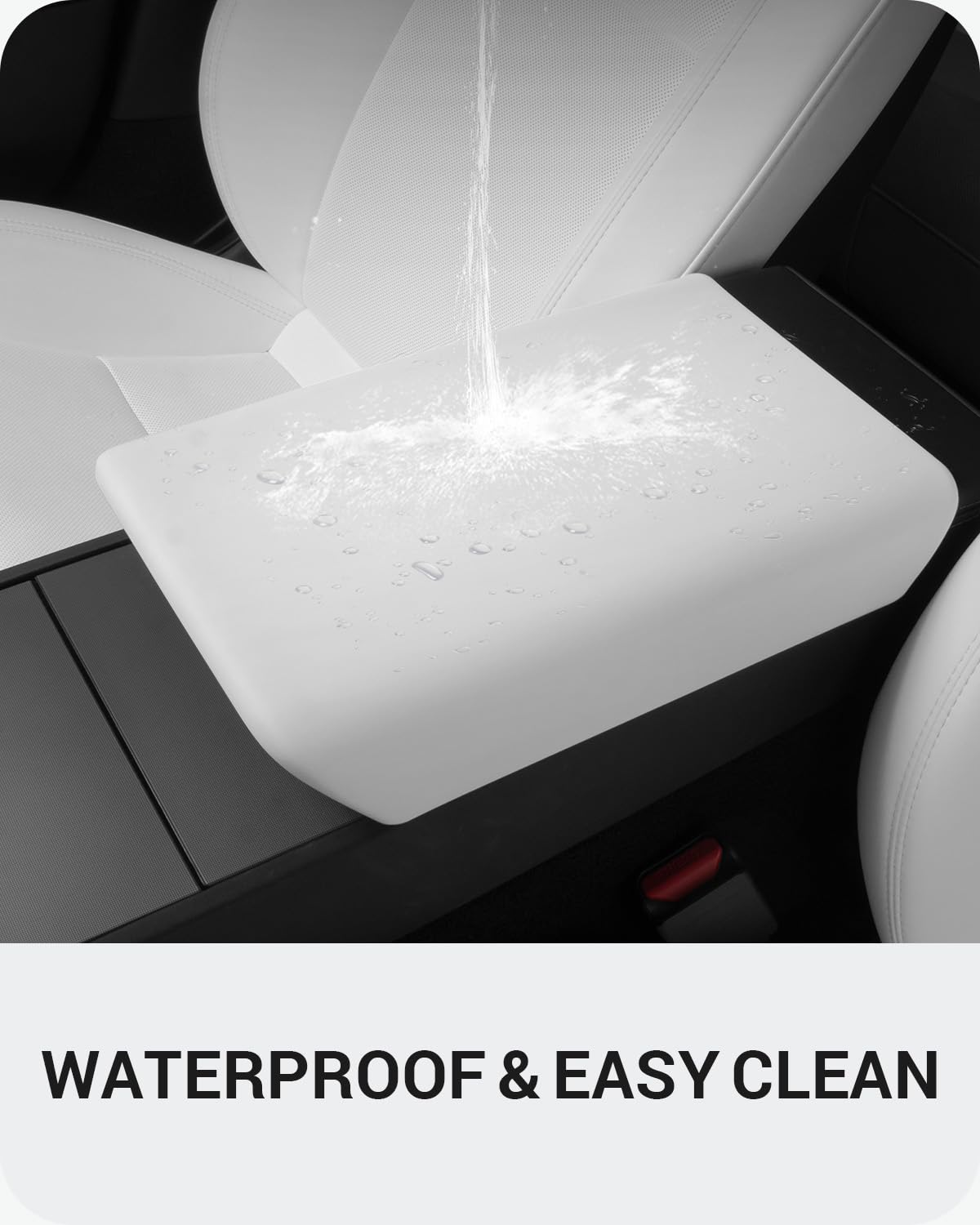 BASENOR Upgraded Center Console Cover for 2024 2025 Tesla Model 3 Refresh Highland New Tesla Model Y 2025 Refresh (Juniper) Non-Slip TPU Armrest Cover [No Logo] Arm Rest Protector Accessories White