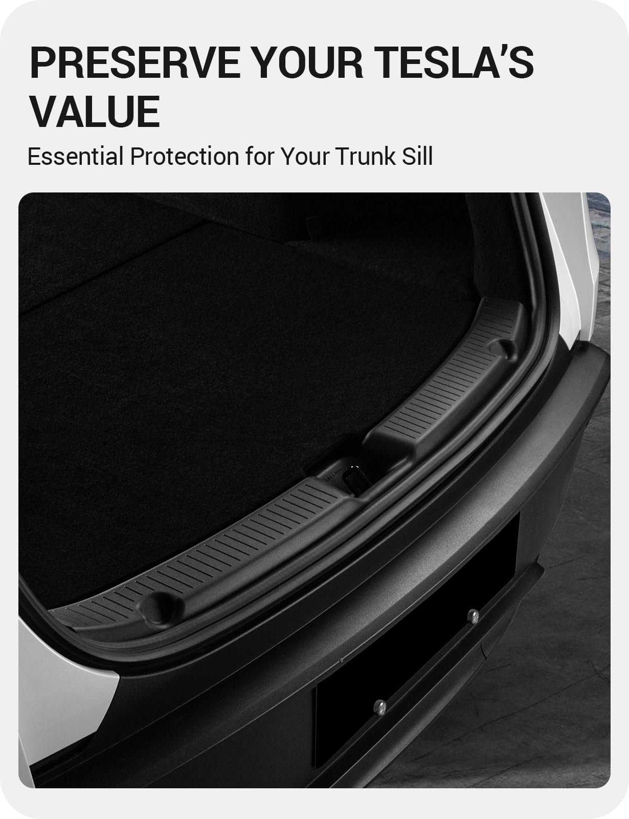 BASENOR 2025 2026 Tesla Model Y Juniper Rear Bumper Guard Protector [Anti-Scratch] Trunk Bumper Door Sill Cover for Model Y Interior Accessories TPE Black