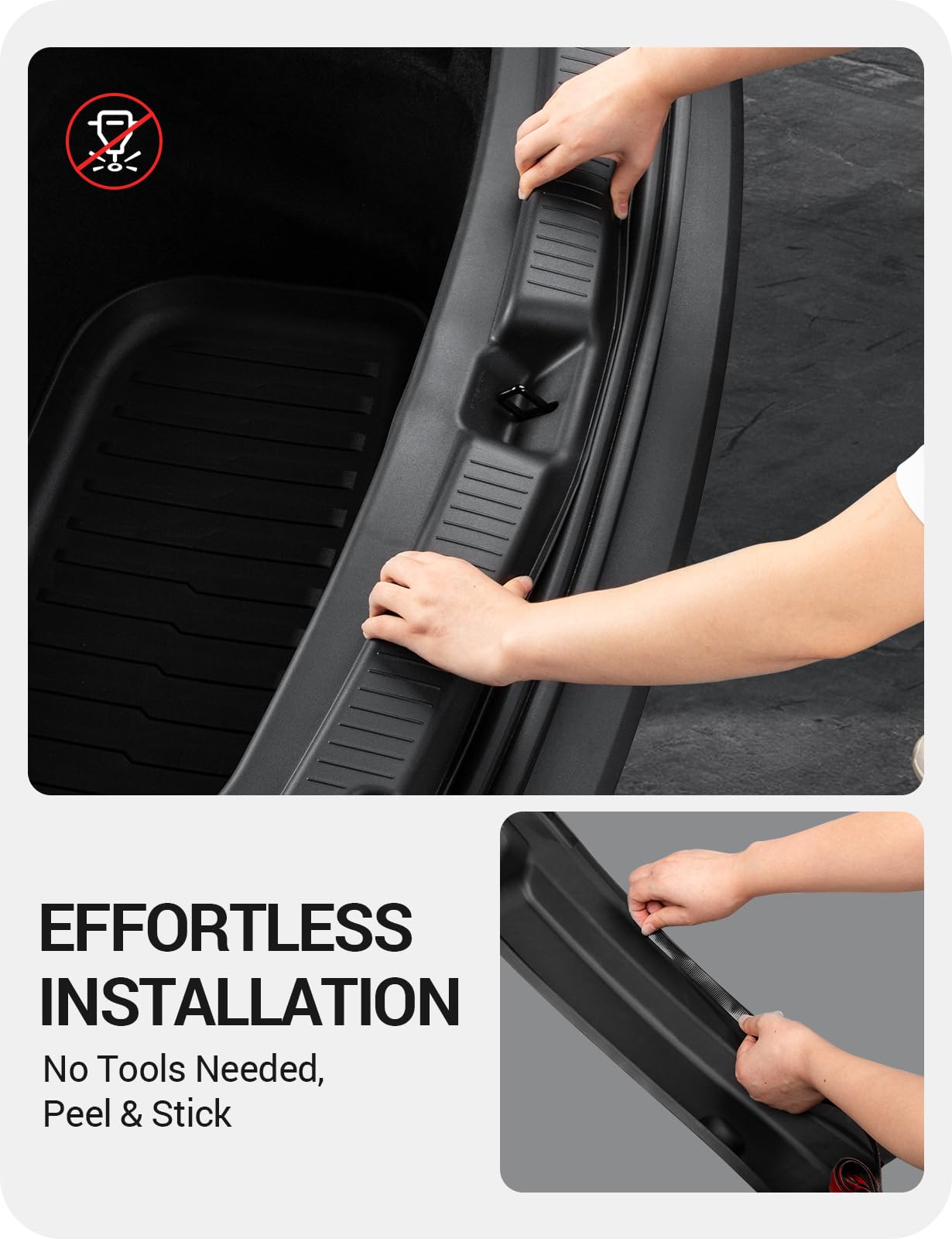BASENOR 2025 2026 Tesla Model Y Juniper Rear Bumper Guard Protector [Anti-Scratch] Trunk Bumper Door Sill Cover for Model Y Interior Accessories TPE Black