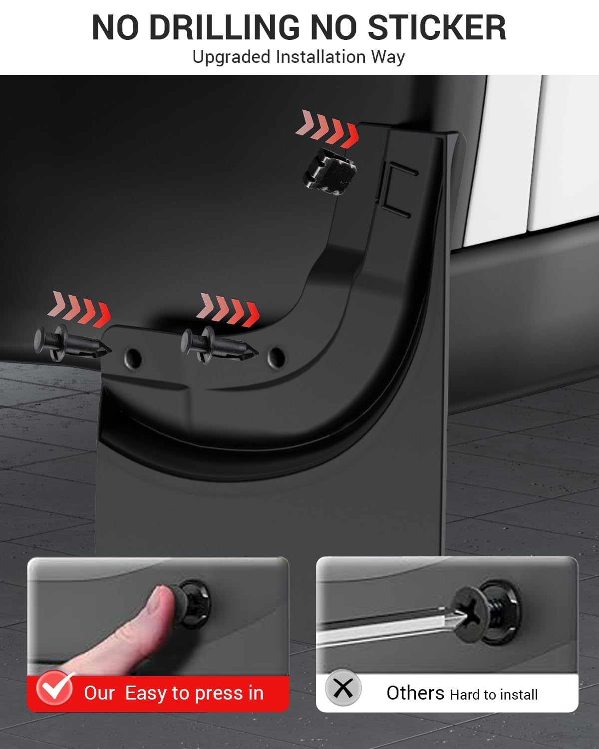 BASENOR New Version Tesla Model Y Mud Flaps Fenders [No Drilling No Tape] [10X Stronger] All Weather Tire Protector Splash Guards Mudflaps for Tesla Exterior Accessories
