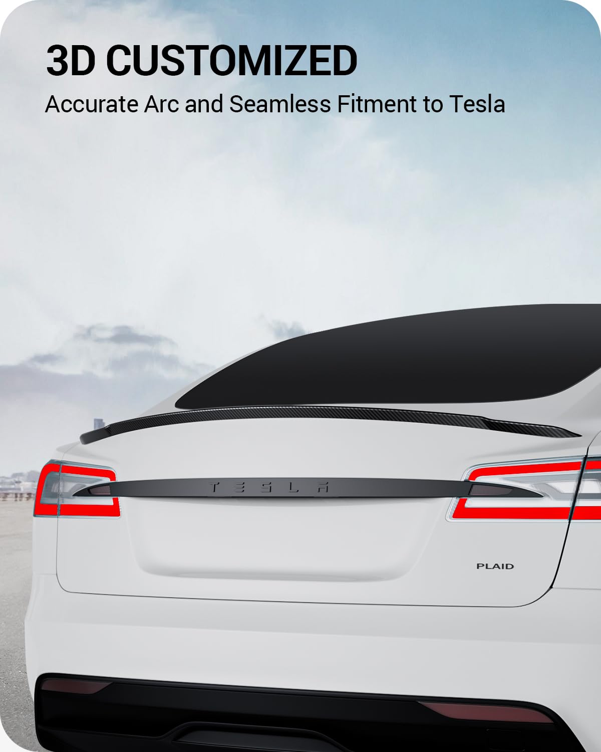 BASENOR 2022-2025 Tesla Model S Performance Spoiler ABS Material Rear Spoiler Wing OEM (Matte Carbon Fiber) Rear Trunk Lip Model S Pro Accessories