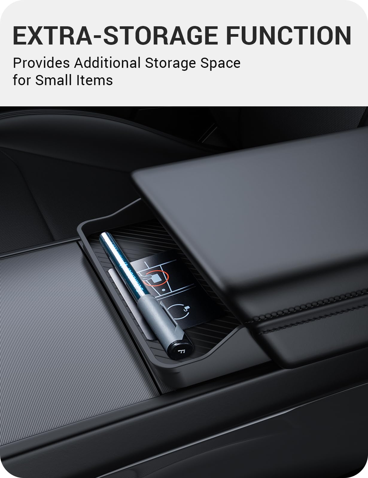 BASENOR Center Console Sunglasses Holder for 2024 2025 Tesla Model 3 Highland Model Y 2025 Refresh (Juniper), Armrest Key Card Phone Holder Storage Box Key Interior Accessories