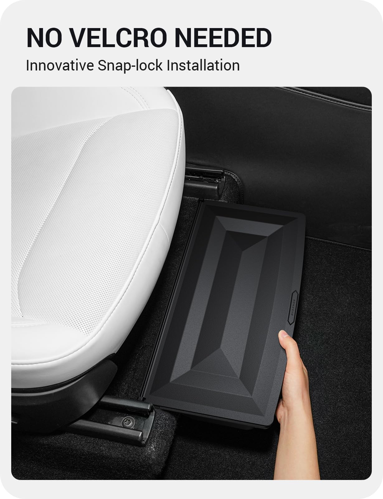 BASENOR 2PCS 2026 Tesla Model Y Juniper Under Seat Storage Box, Hidden Organizer Tray [No-Slip] with Dust Lid, Underseat Storage for 2025 2026 Model Y Juniper (Standard/Premium/Performance)