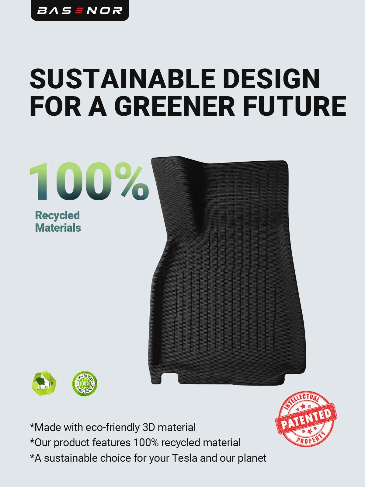 BASENOR 2026 7PCS Floor Mats for Tesla Model S Model S Plaid 3D Material Cargo Liners All-Weather Car Mats Anti-Slip Trunk Mat Model S Accessories Custom Fit 2021-2026