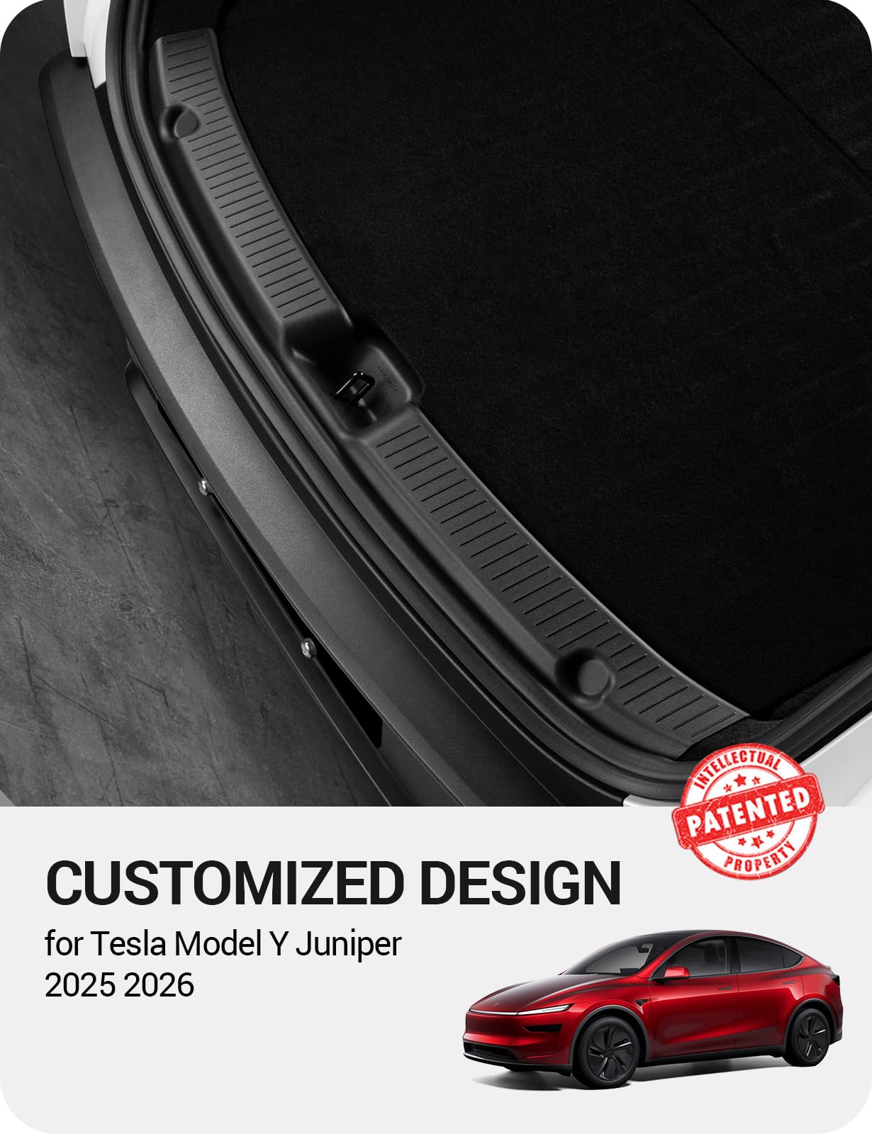 BASENOR 2025 2026 Tesla Model Y Juniper Rear Bumper Guard Protector [Anti-Scratch] Trunk Bumper Door Sill Cover for Model Y Interior Accessories TPE Black