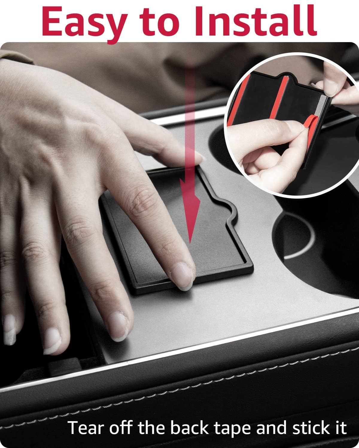 BASENOR Key Card Holder for 2017-2024 Tesla Model Y Model 3 Center Console Card Holder Key Protector Cover Custom Fit Model Y Model 3 Accessories