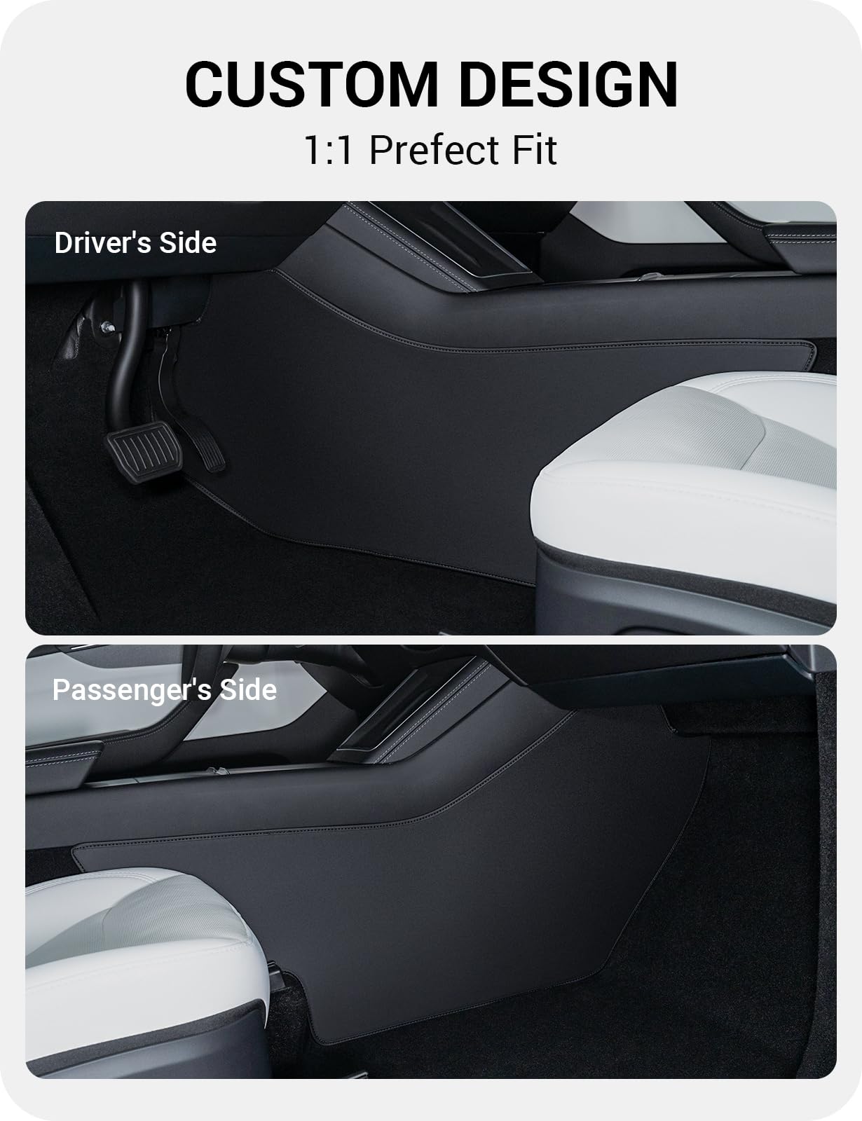 BASENOR 2025 2026 Tesla Model Y Center Console Side Anti-Kick Mats, Waterproof & Dust Resistant Protector Cover Front Seat for Model Y Juniper (Standard, Premium & Performance) Accessories 2PCS