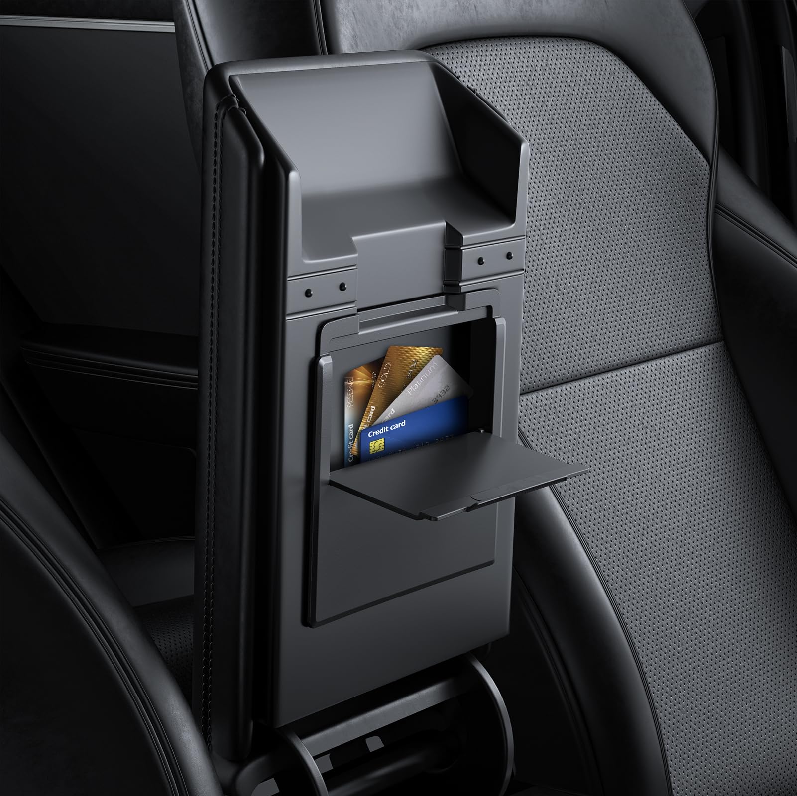 BASENOR 2025 2024 Tesla Model 3 Armrest Hidden Storage Box (Carbon Fiber Design) Center Console Armrest Secret Compartment Organizer for Model 3 Highland Refresh Accessories