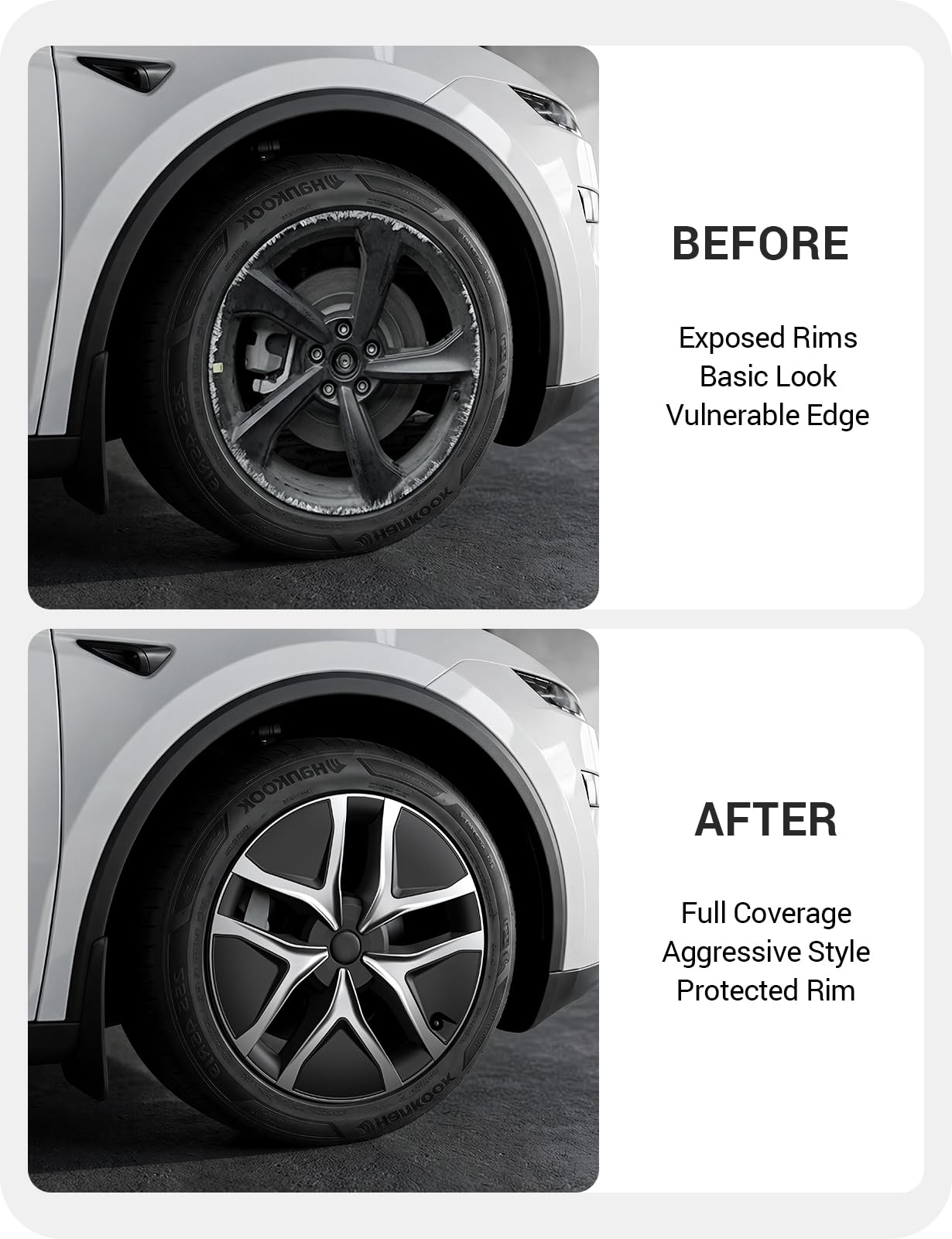 2025-2026 Tesla Model Y Juniper 19" Wheel Covers - Aerodynamic Hubcaps Black & Silver | BASENOR