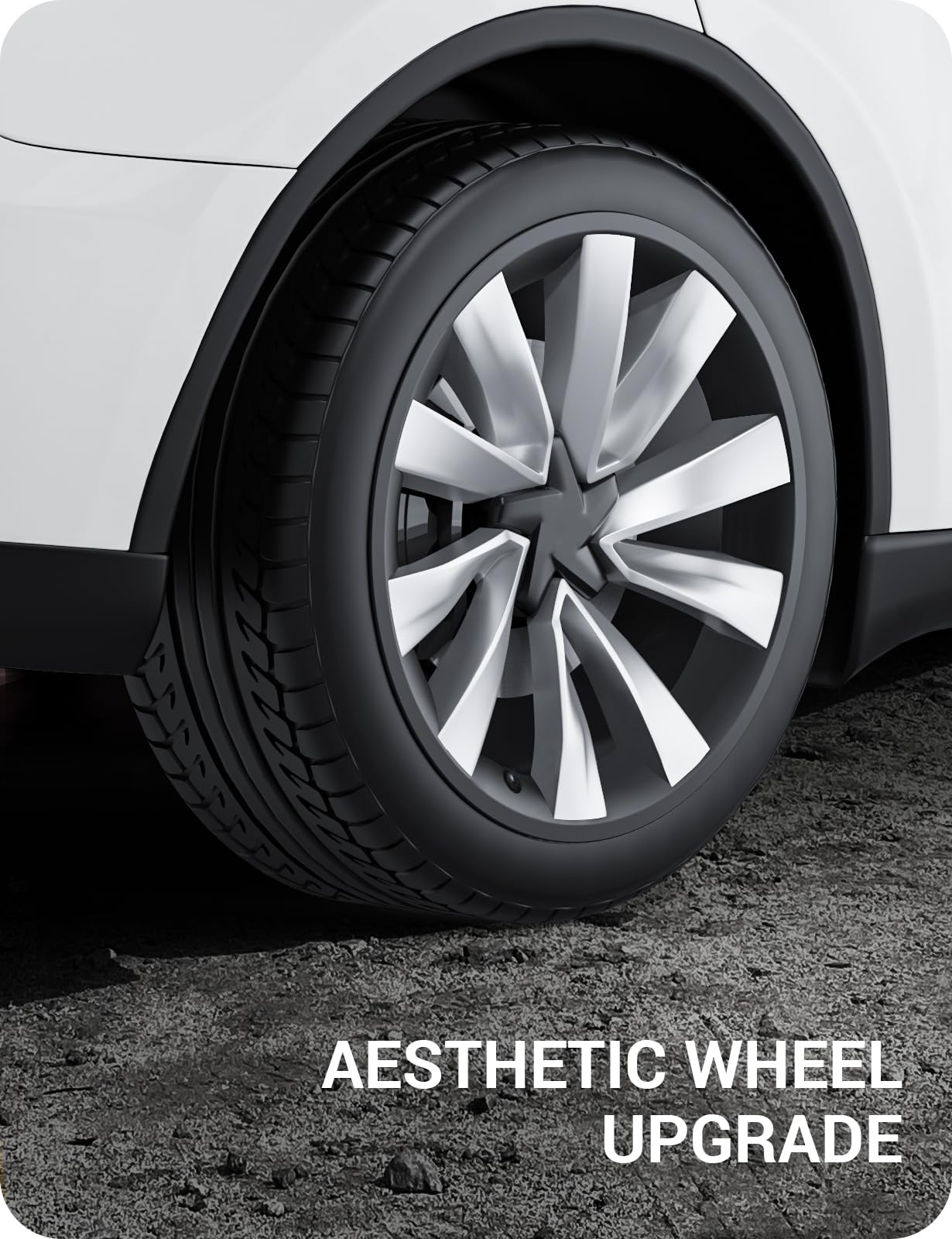 BASENOR 2026 2025 Tesla Model Y Juniper 20 Inch Wheel Rim Protector, Rim Guard Hubcap Curb Rash Cover, Car Protection Tire Trim Rings for Model Y Exterior Accessories Matte Black