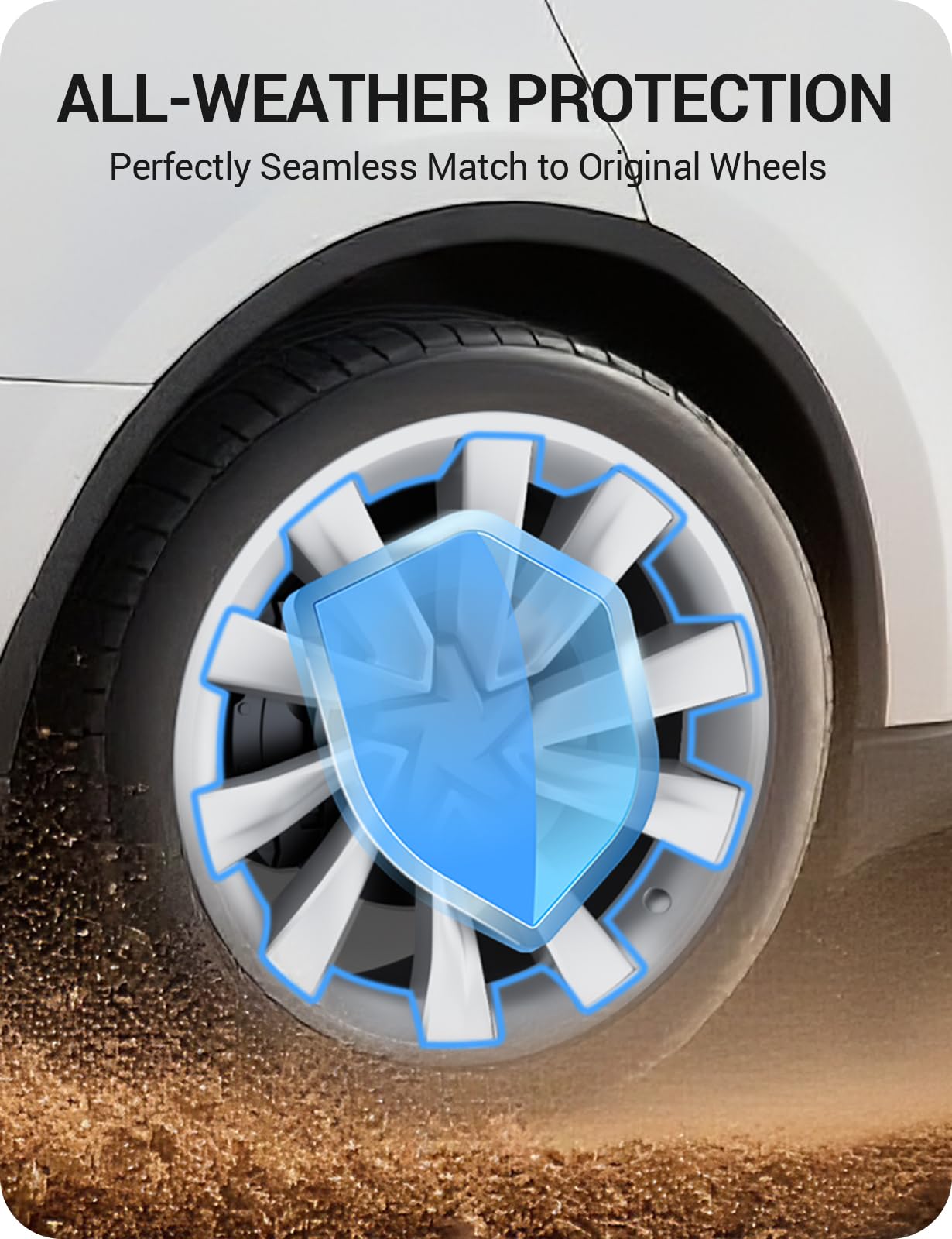 BASENOR 2026 2025 Tesla Model Y Juniper 20 Inch Wheel Rim Protector, Rim Guard Hubcap Curb Rash Cover, Car Protection Tire Trim Rings for Model Y Exterior Accessories Silver