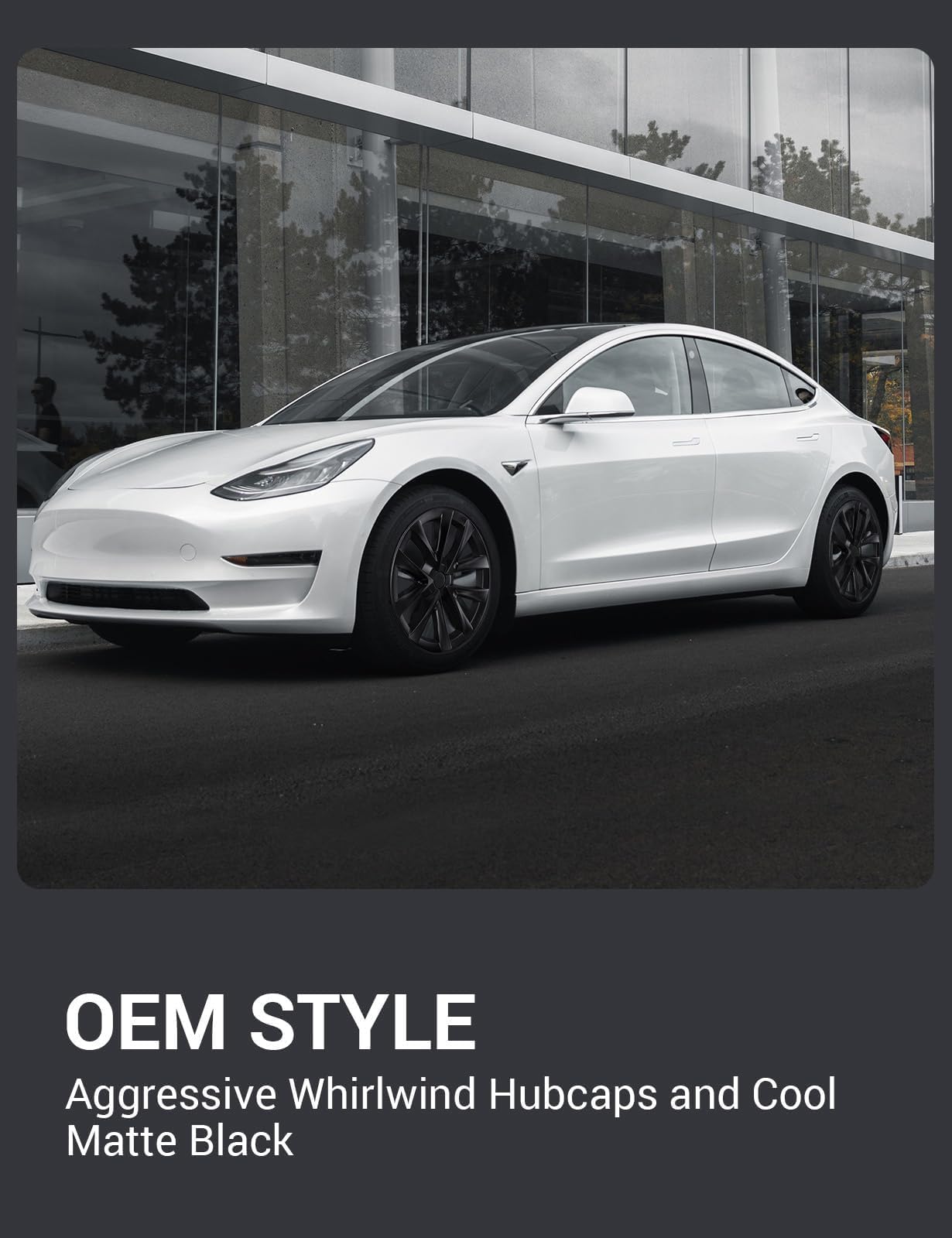 2017-2023 Tesla Model 3 18" Wheel Covers - Performance Hubcaps Matte Black 4PCS | BASENOR