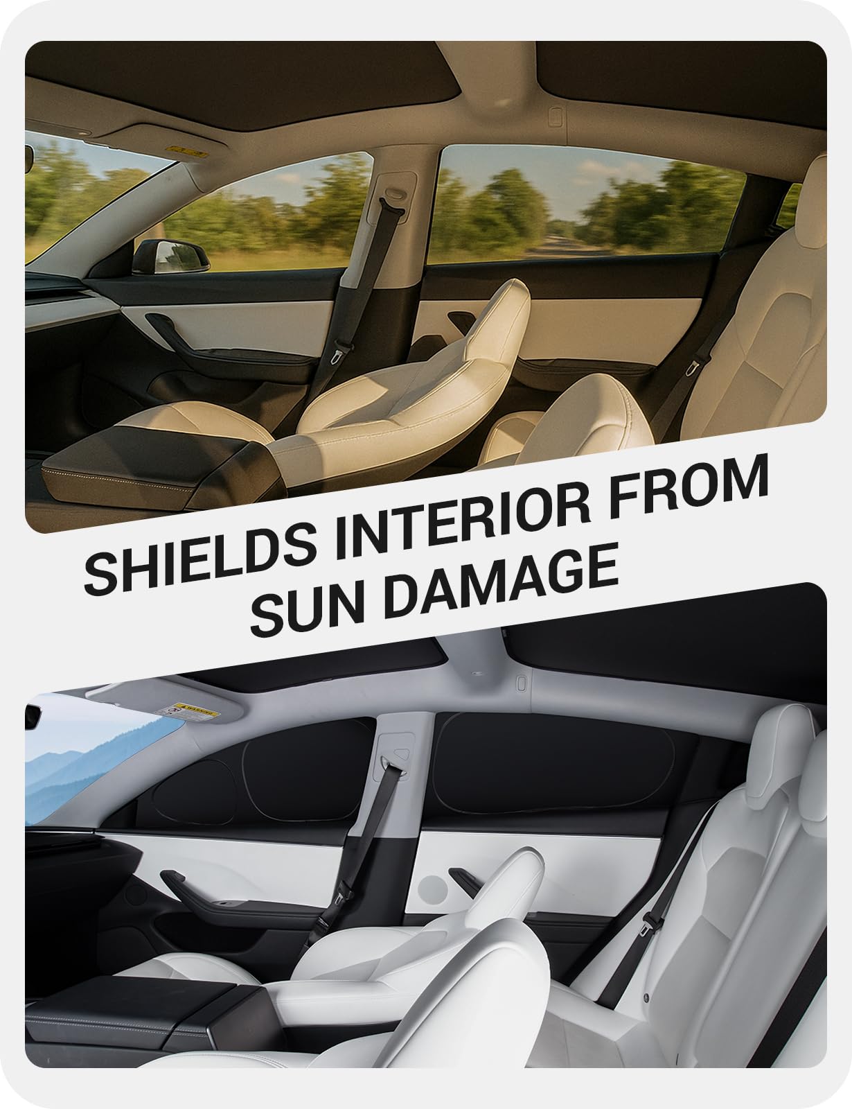 BASENOR 2017-2026 Tesla Model 3 Side Window Sunshade for Kids & Camping & Privacy Rest